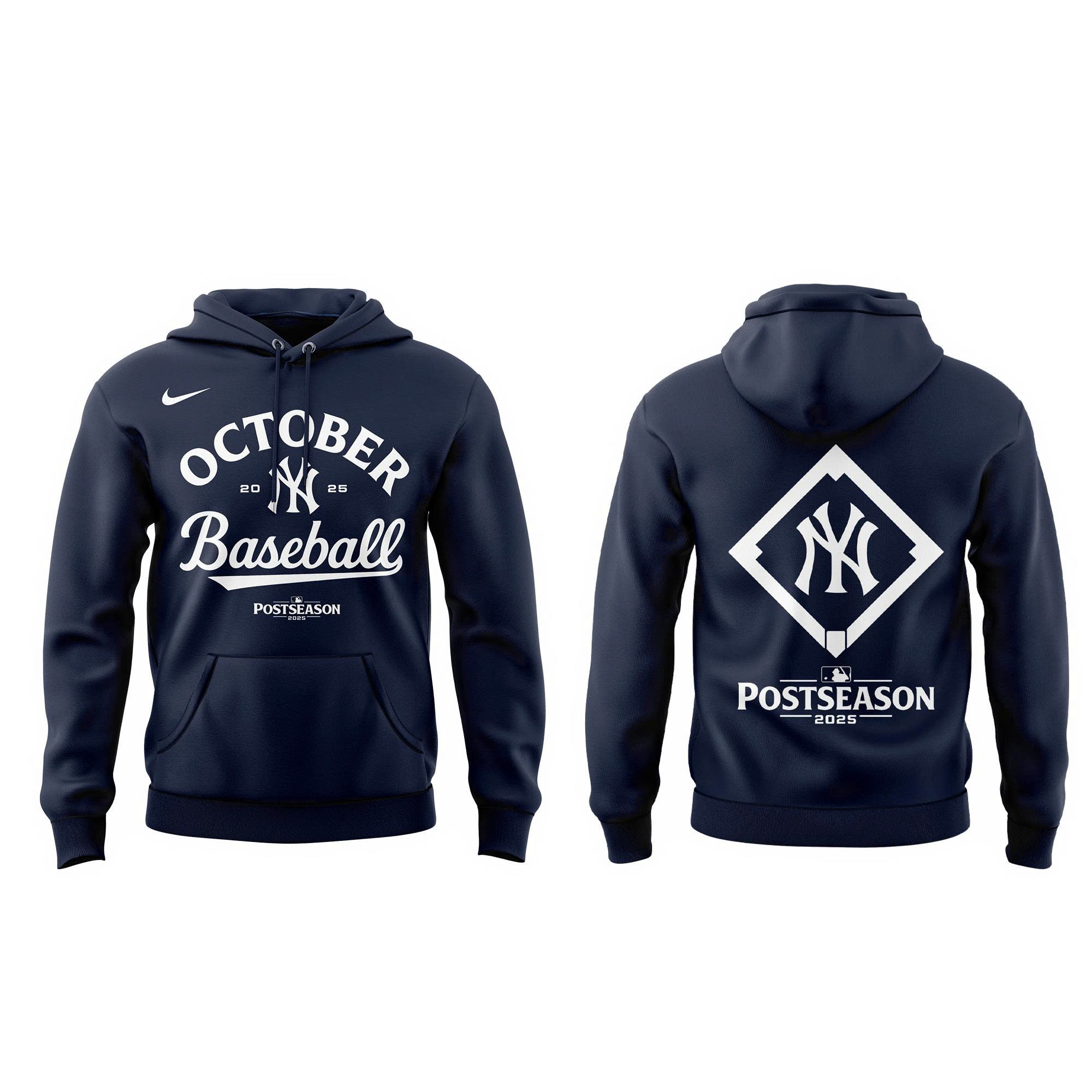 New York Yankees Navy Postseason Locker Room Hoodie | Jogger | Cap V2 - Image 2