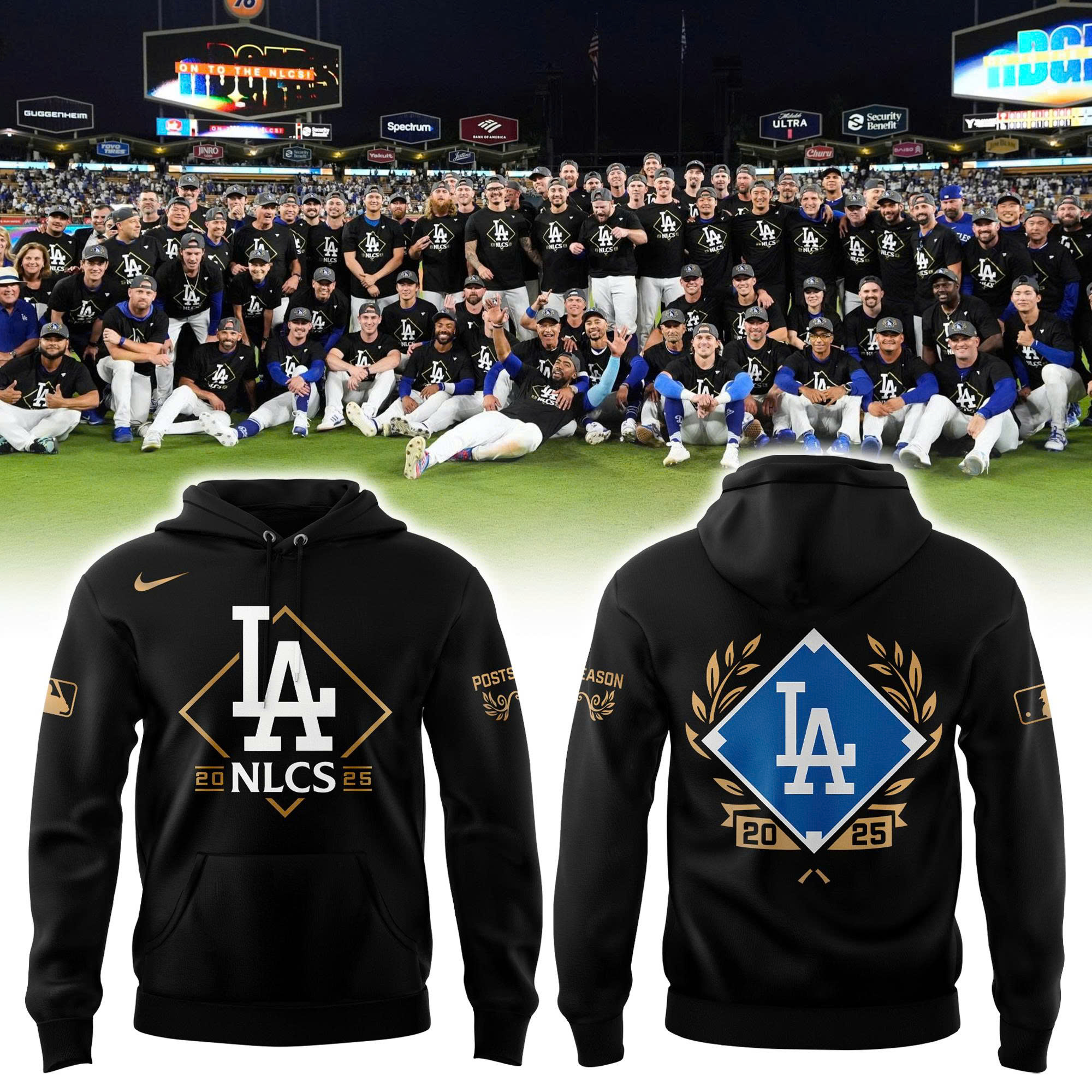 Los Angeles Dodgers Black National League Division Series Champions Locker Room Hoodie | Jogger | Cap v2