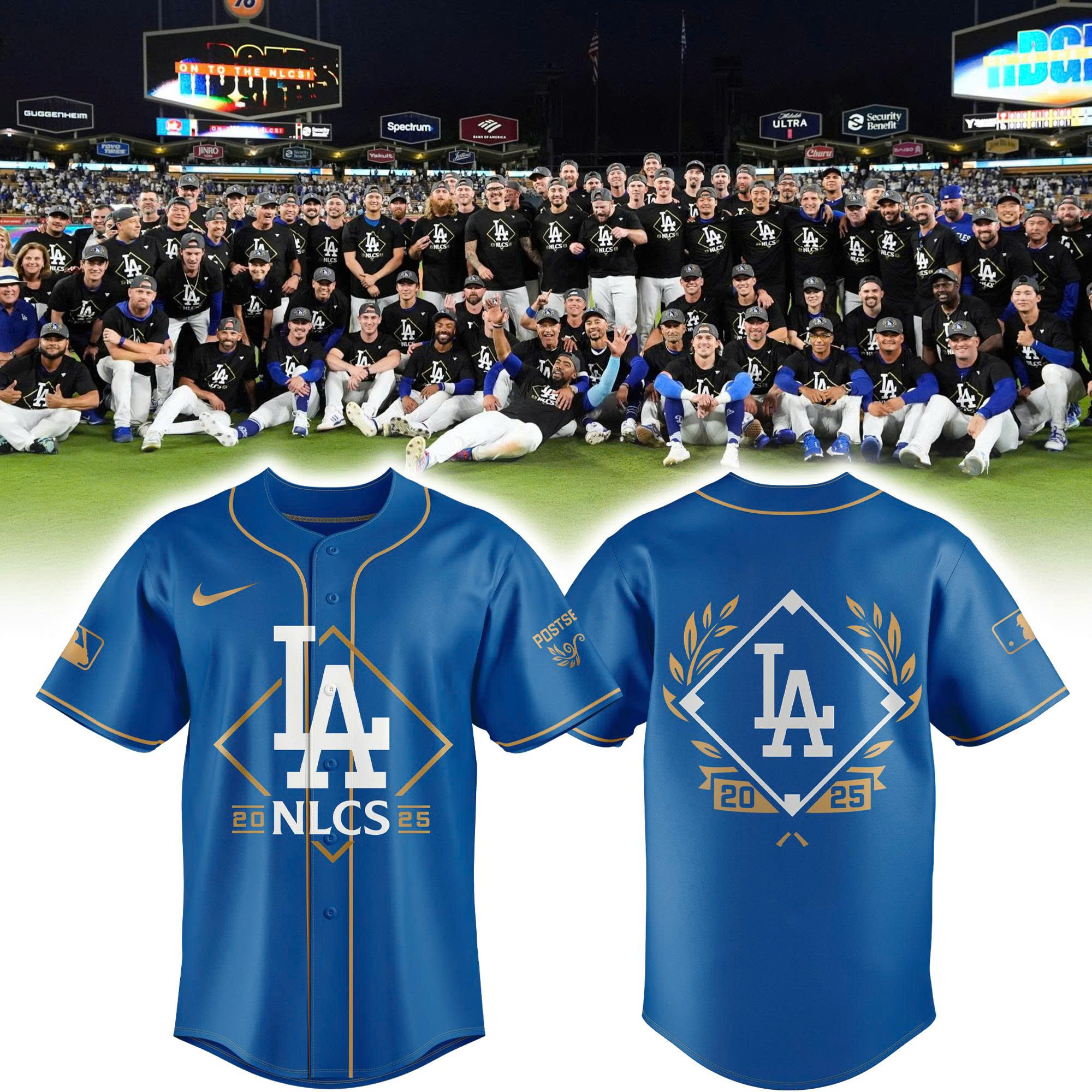 Los Angeles Dodgers Blue National League Division Series Champions Locker Room Baseball Jersey Combo
