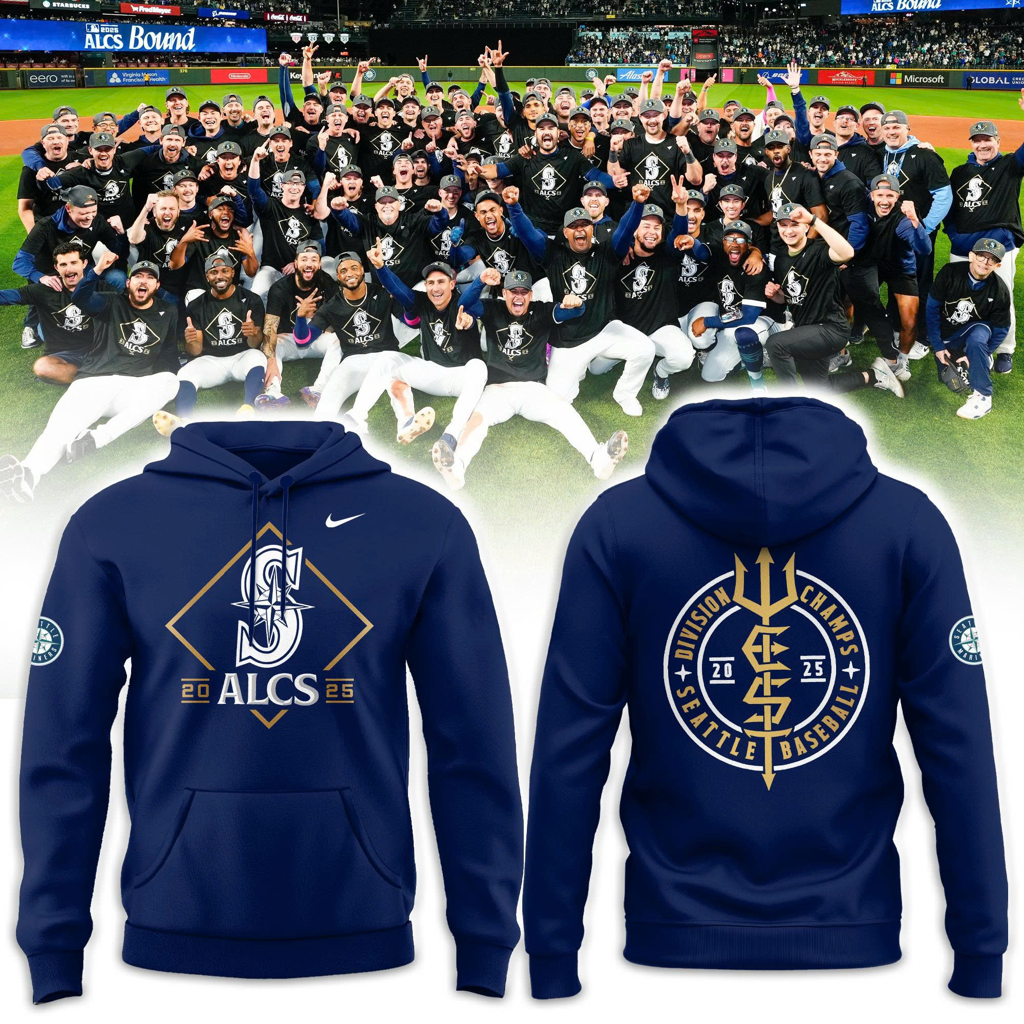 Seattle Mariners Black 2025 American League Division Series Champions Locker Room Hoodie | Jogger