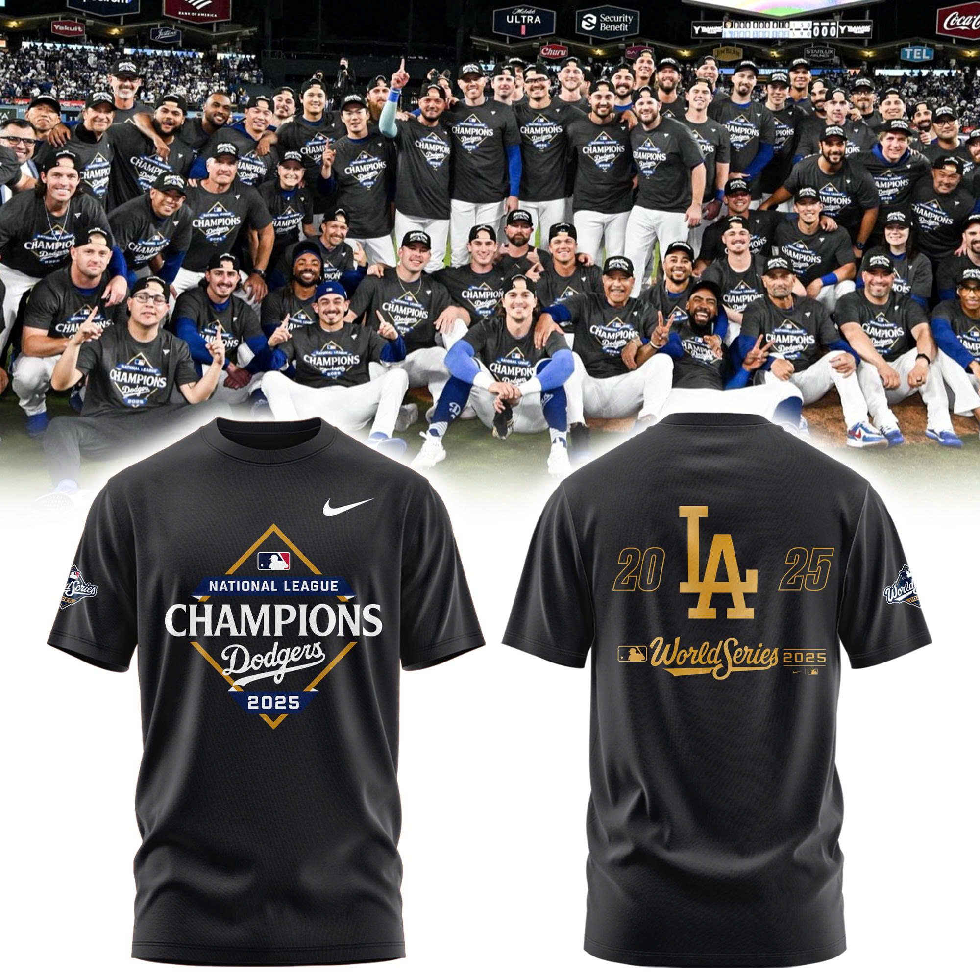 Los Angeles Dodgers National League Champions Locker Room Combo Tshirt | Jogger | Cap V3