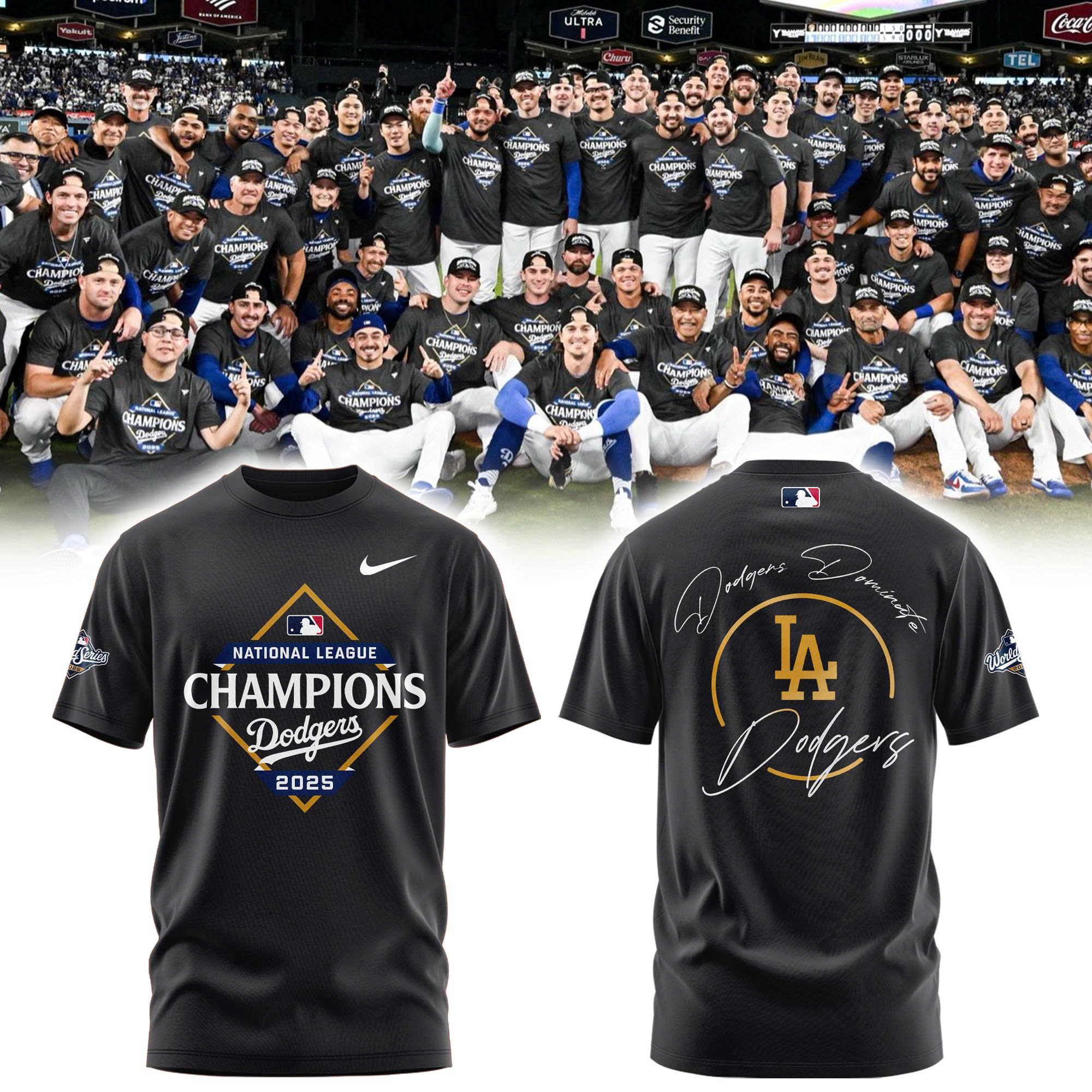 Los Angeles Dodgers National League Champions Locker Room Combo Tshirt | Jogger | Cap