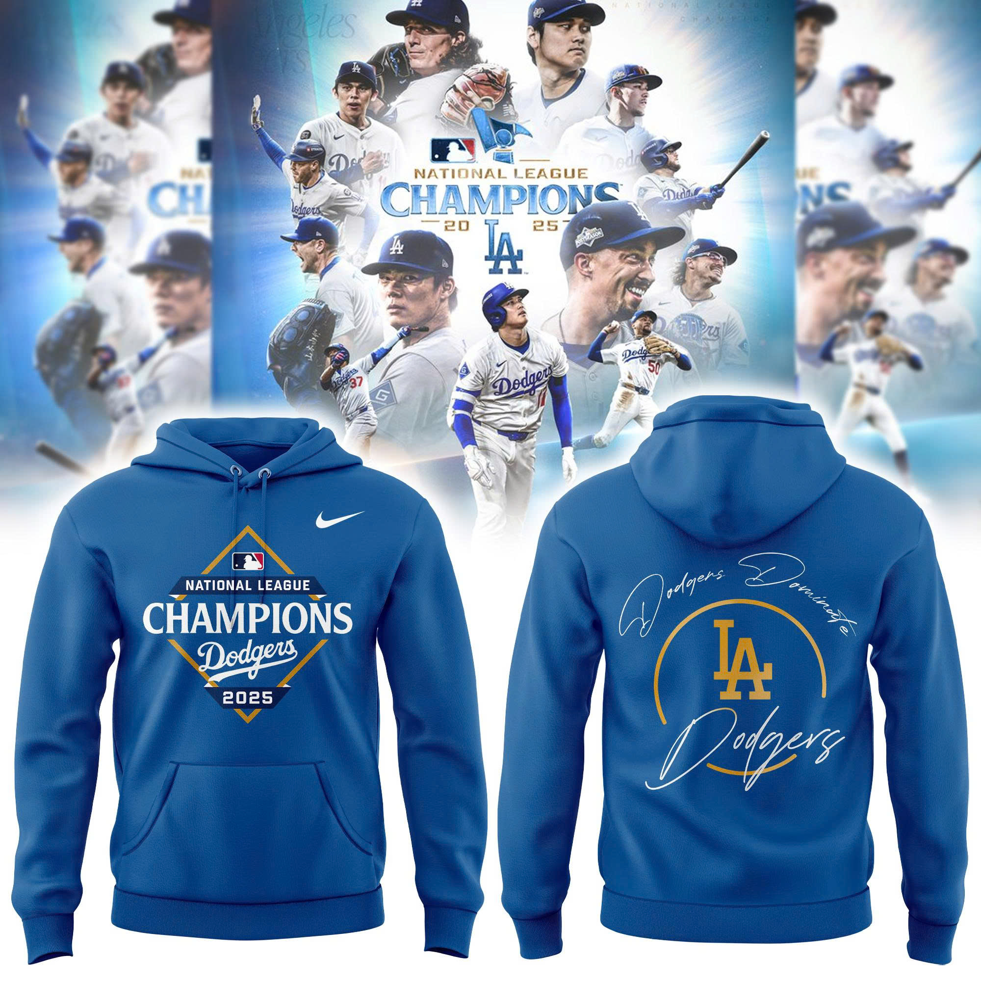 Los Angeles Dodgers National League Champions Locker Room Combo Hoodie| Jogger | Cap