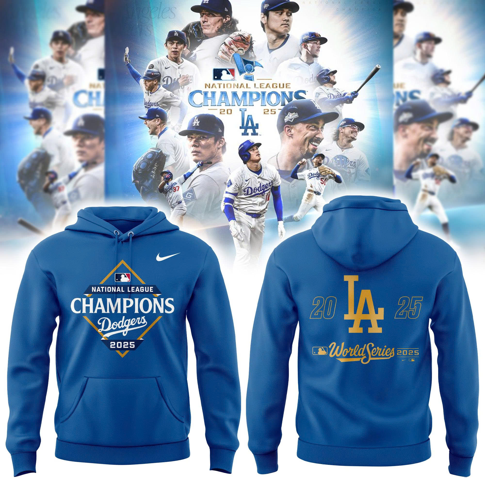 Los Angeles Dodgers National League Champions Locker Room Combo Hoodie| Jogger | Cap V3