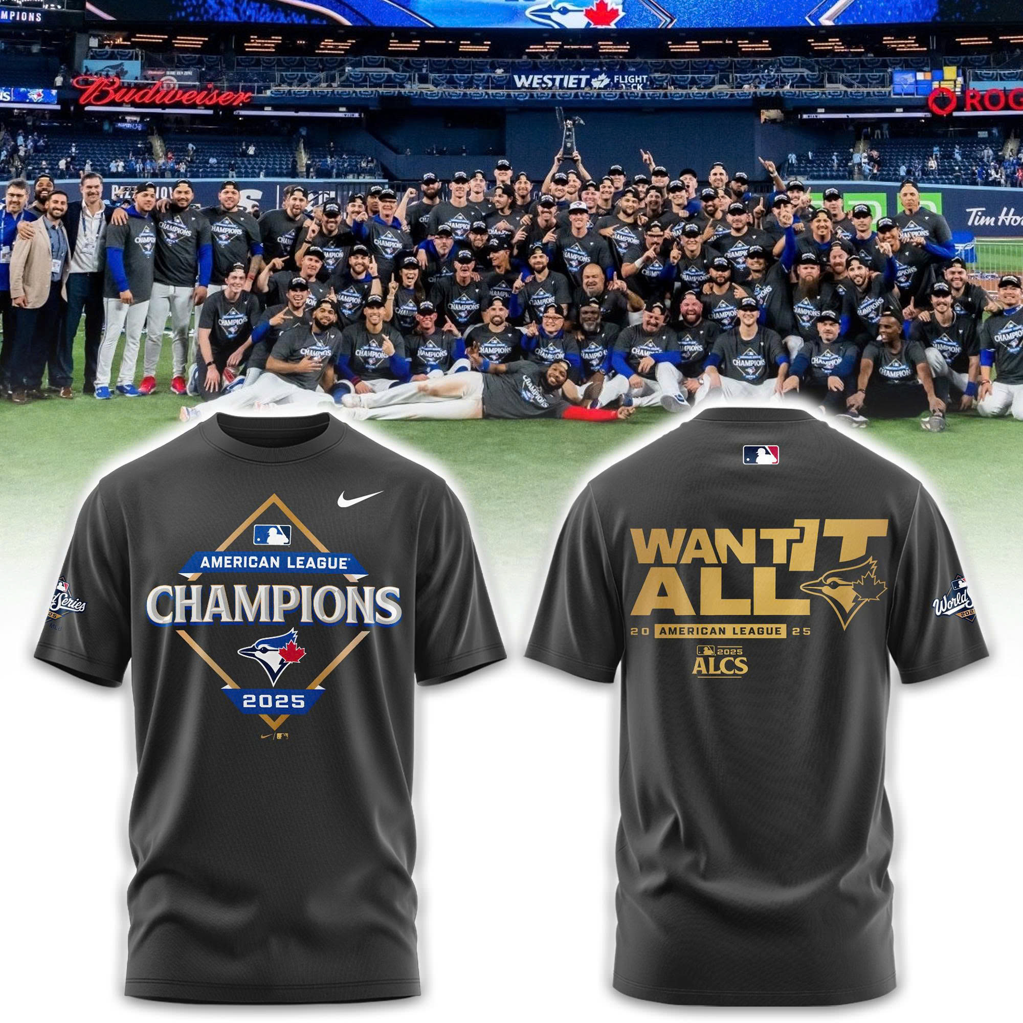 Toronto Blue Jays American League Champions Locker Room Tshirt | Joggers | Cap V2
