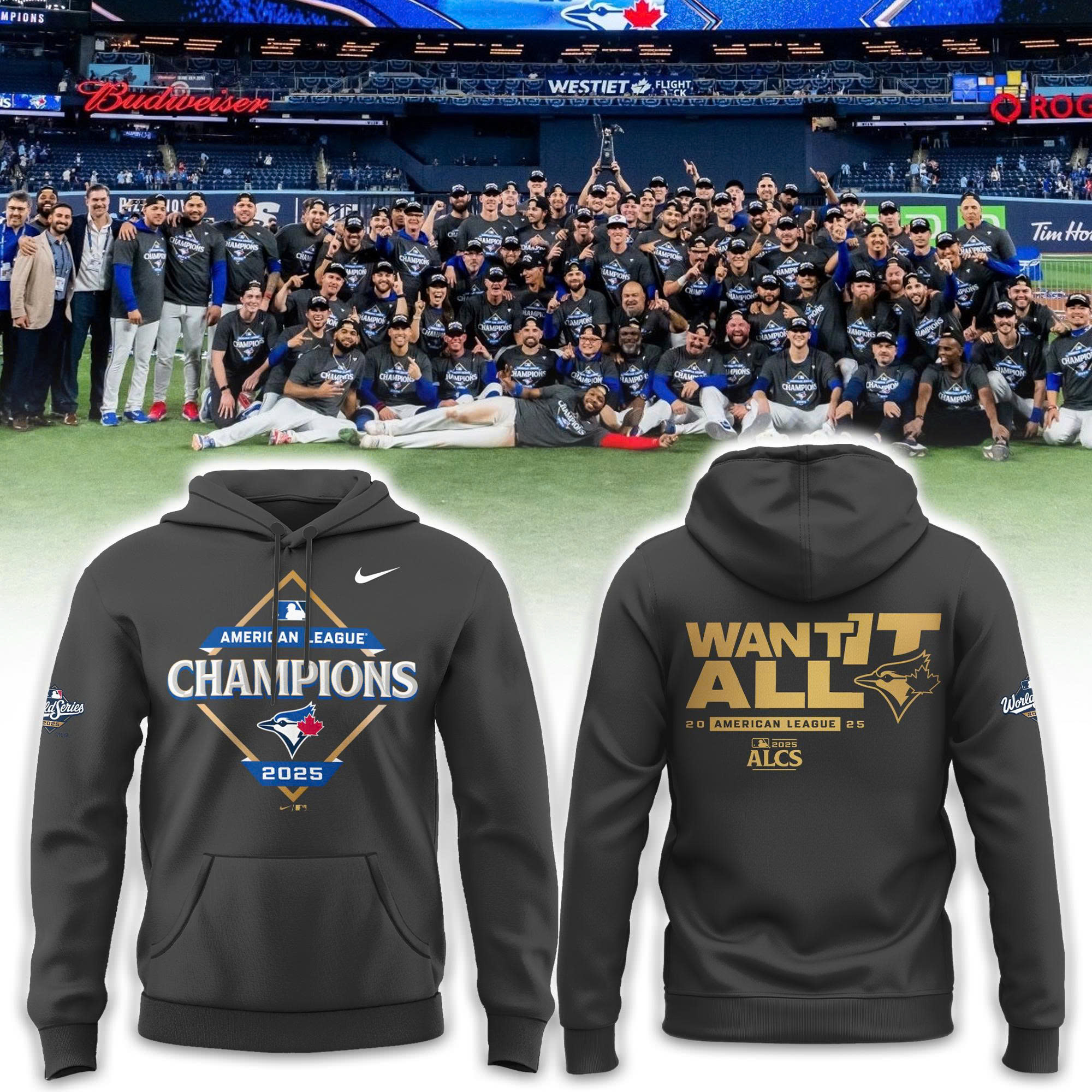 Toronto Blue Jays American League Champions Locker Room Hoodie| Joggers | Cap V2