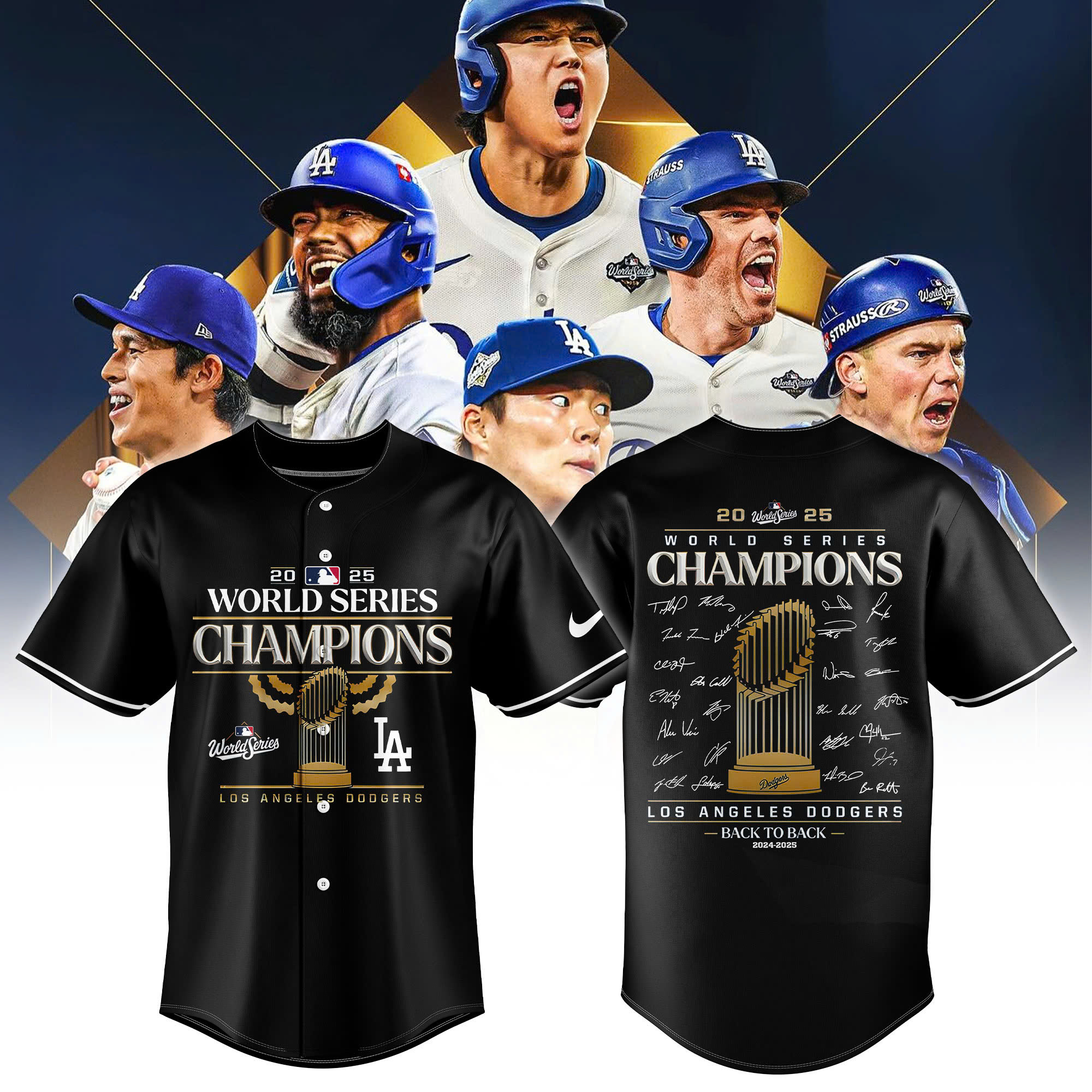 Los Angeles Dodgers 2025 World Series Champions Jersey| Jogger | Cap