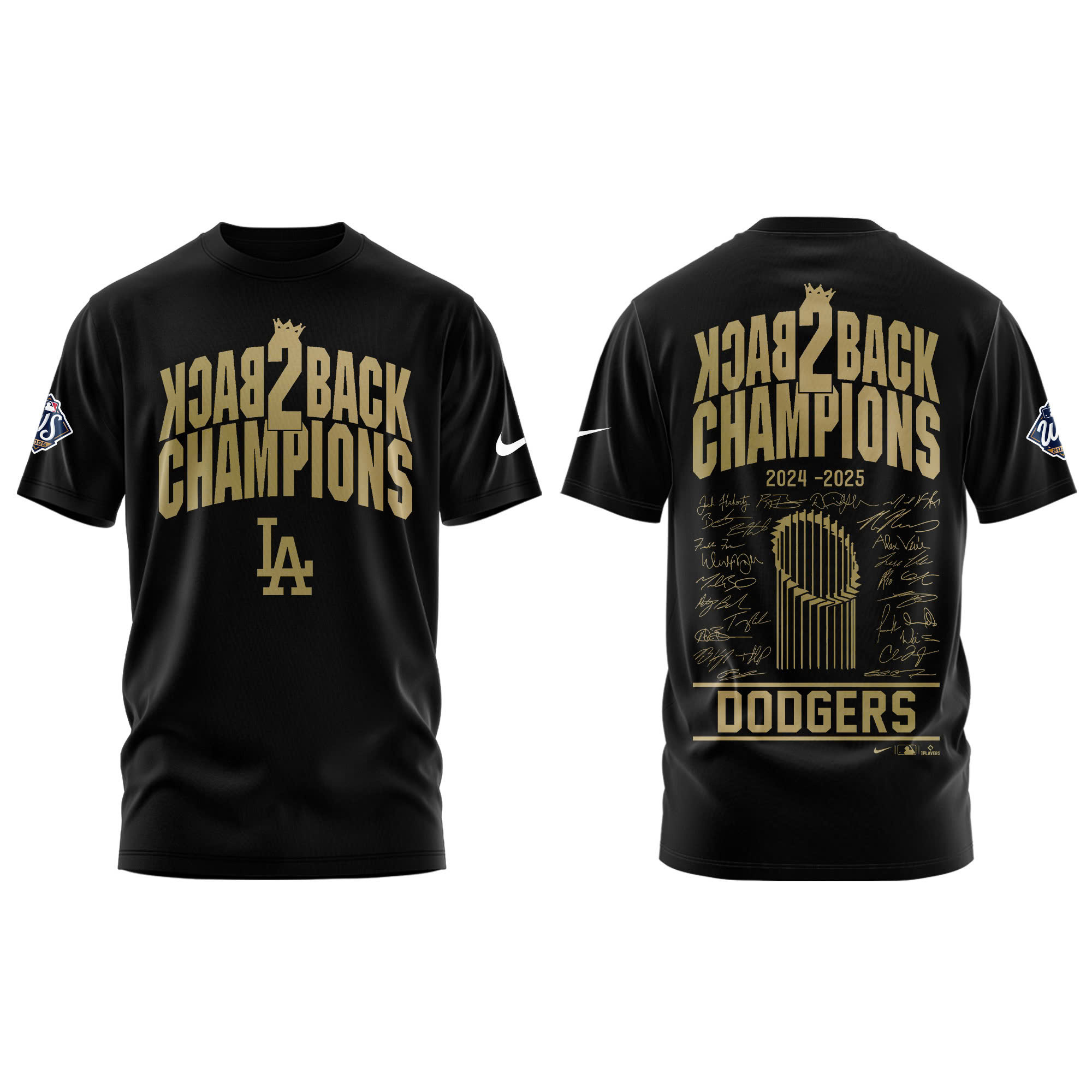 Los Angeles Dodgers World Series Champions Black Tshirt | Jogger | Cap V2 - Image 2