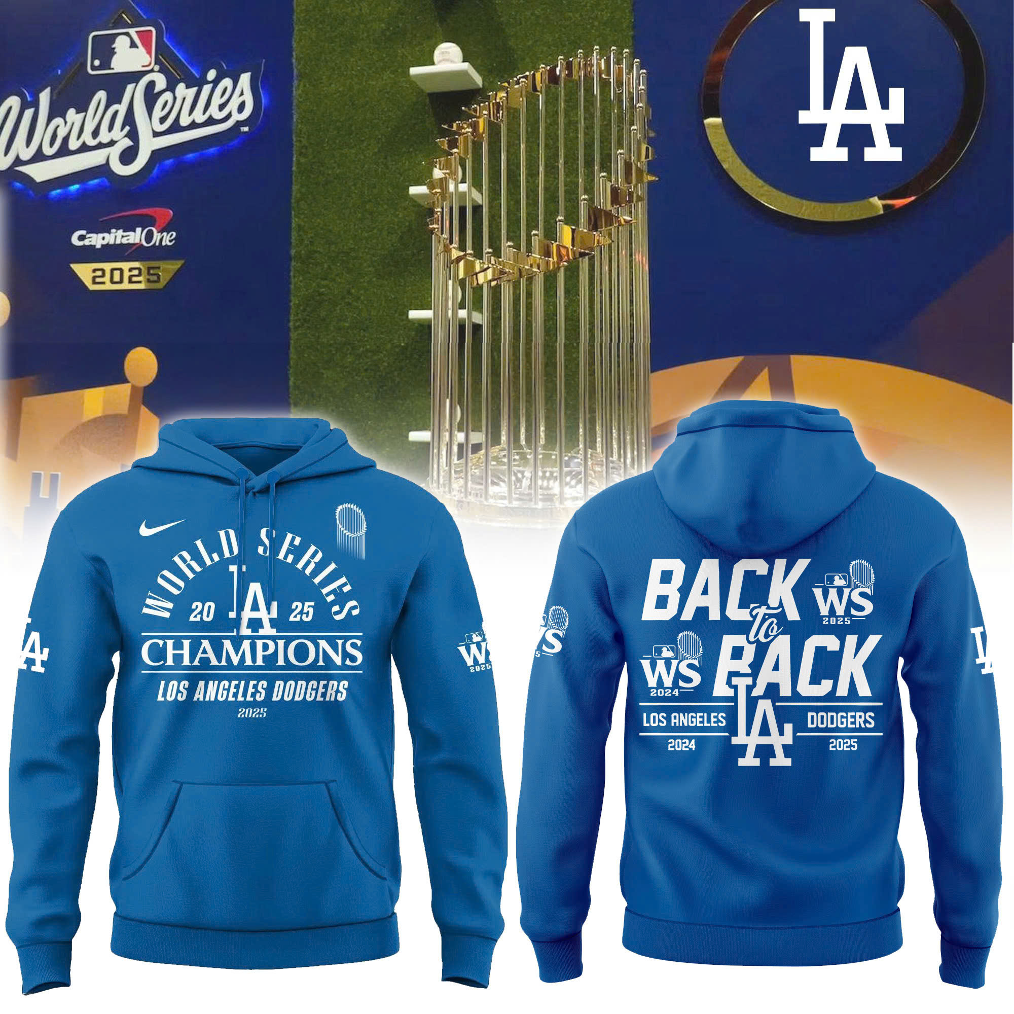 Los Angeles Dodgers Back to Back World Series Champions Hoodie | Jogger | Cap