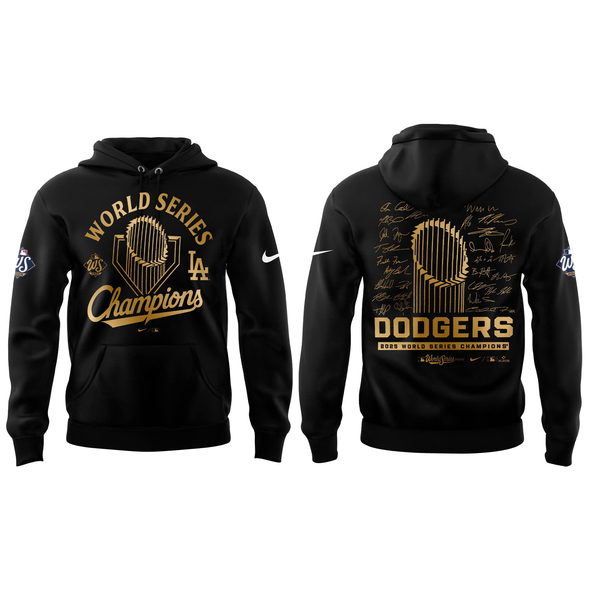Los Angeles Dodgers Fanatics Black 2025 World Series Champions Locker Room Parade Hoodie| Jogger | Cap - Image 2