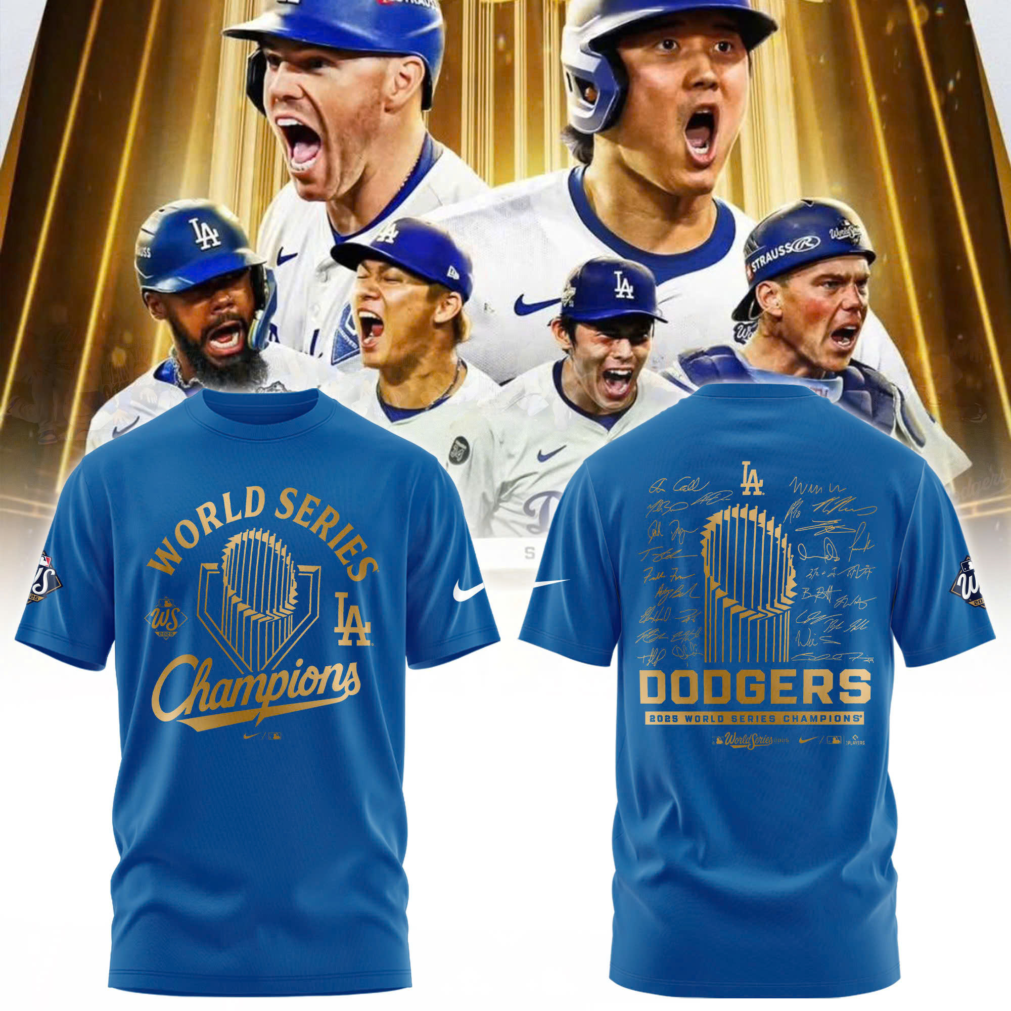 Los Angeles Dodgers Fanatics Black 2025 World Series Champions Locker Room Parade Tshirt | Jogger | Cap