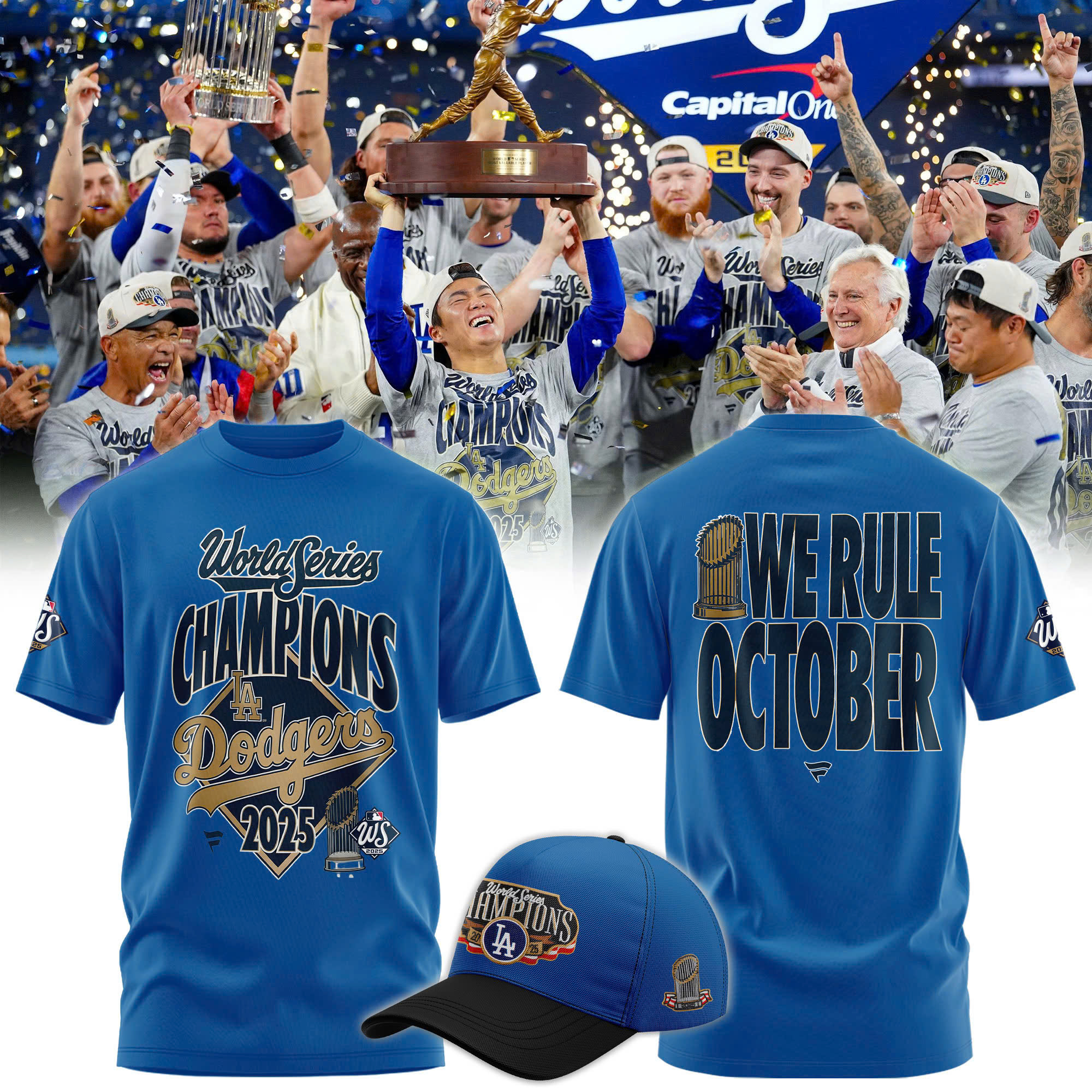 Los Angeles Dodgers Heather Blue World Series Champions Tshirt | Jogger | Cap