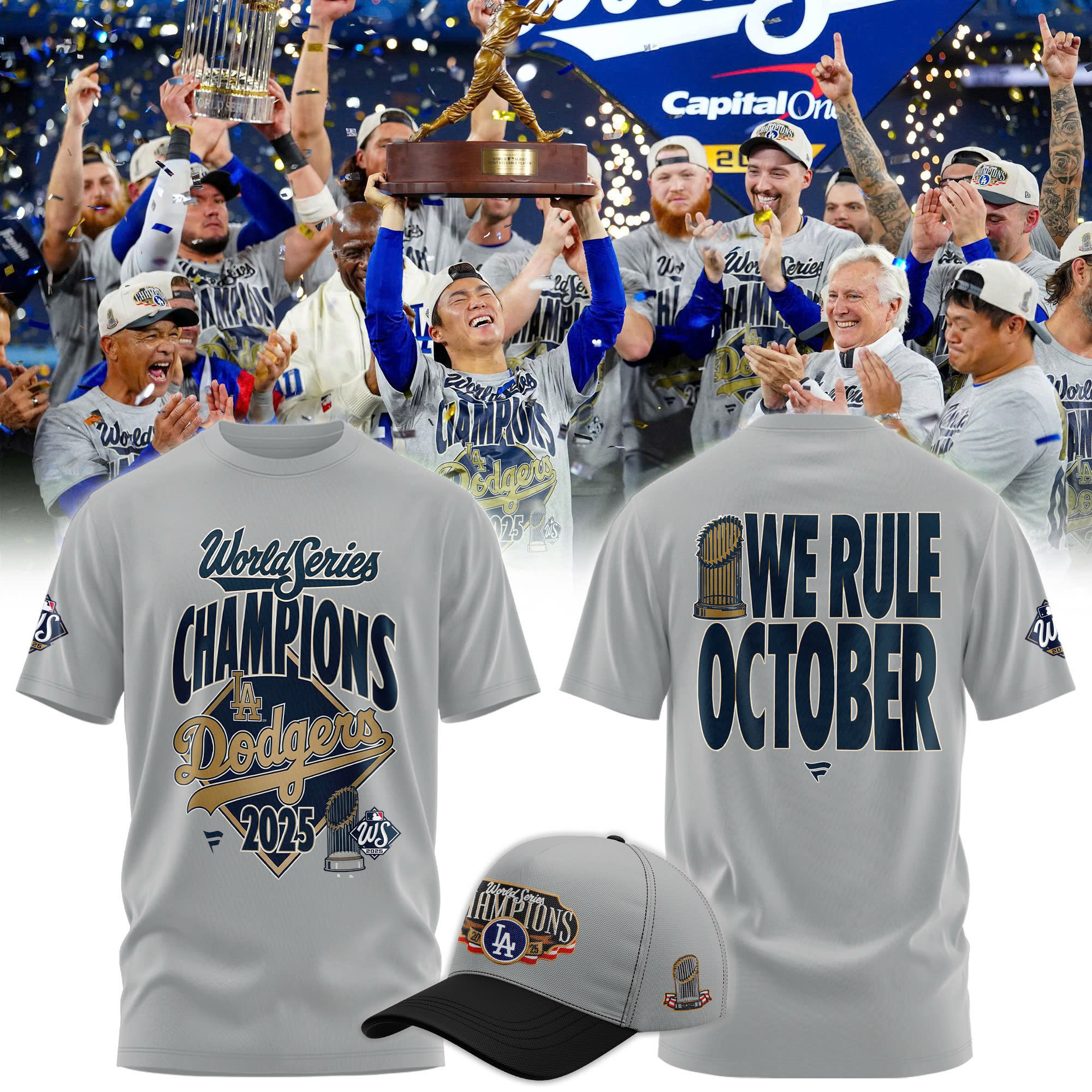 Los Angeles Dodgers Heather Grey World Series Champions Tshirt | Jogger | Cap