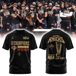 Jordan Brand Black New York Knicks 2025 NBA Cup Champions Locker Room Limited Edition Tshirt | Jogger | Cap