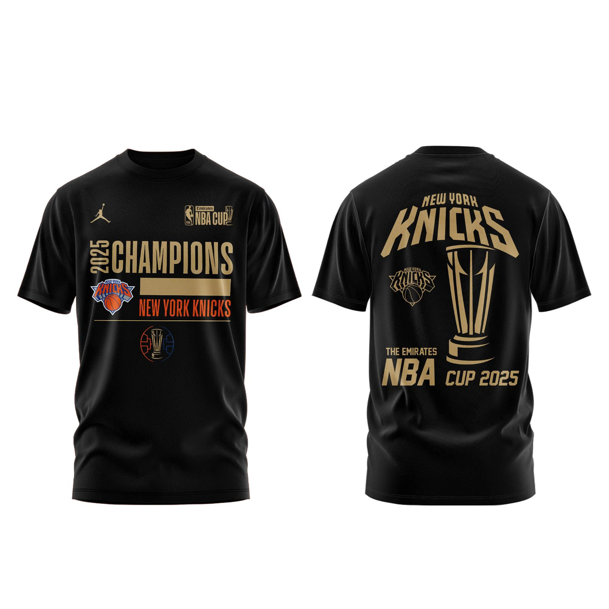 Jordan Brand Black New York Knicks 2025 NBA Cup Champions Locker Room Limited Edition Tshirt | Jogger | Cap - Image 2