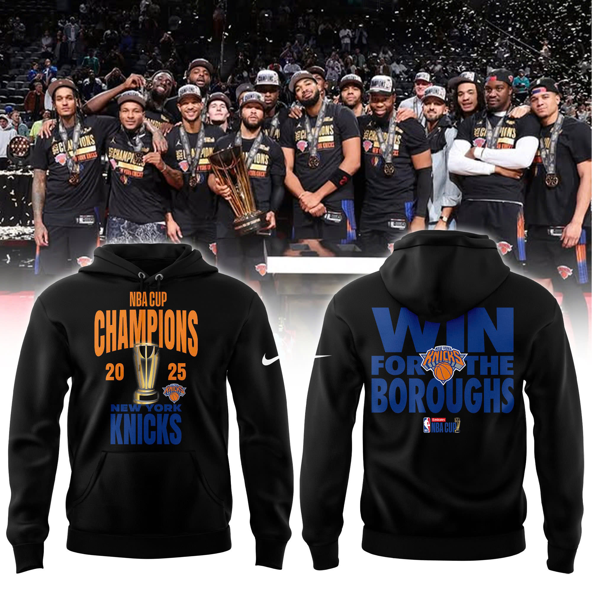 Jordan Brand Black New York Knicks 2025 NBA Cup Champions Limited Edition Hoodie | Jogger | Cap