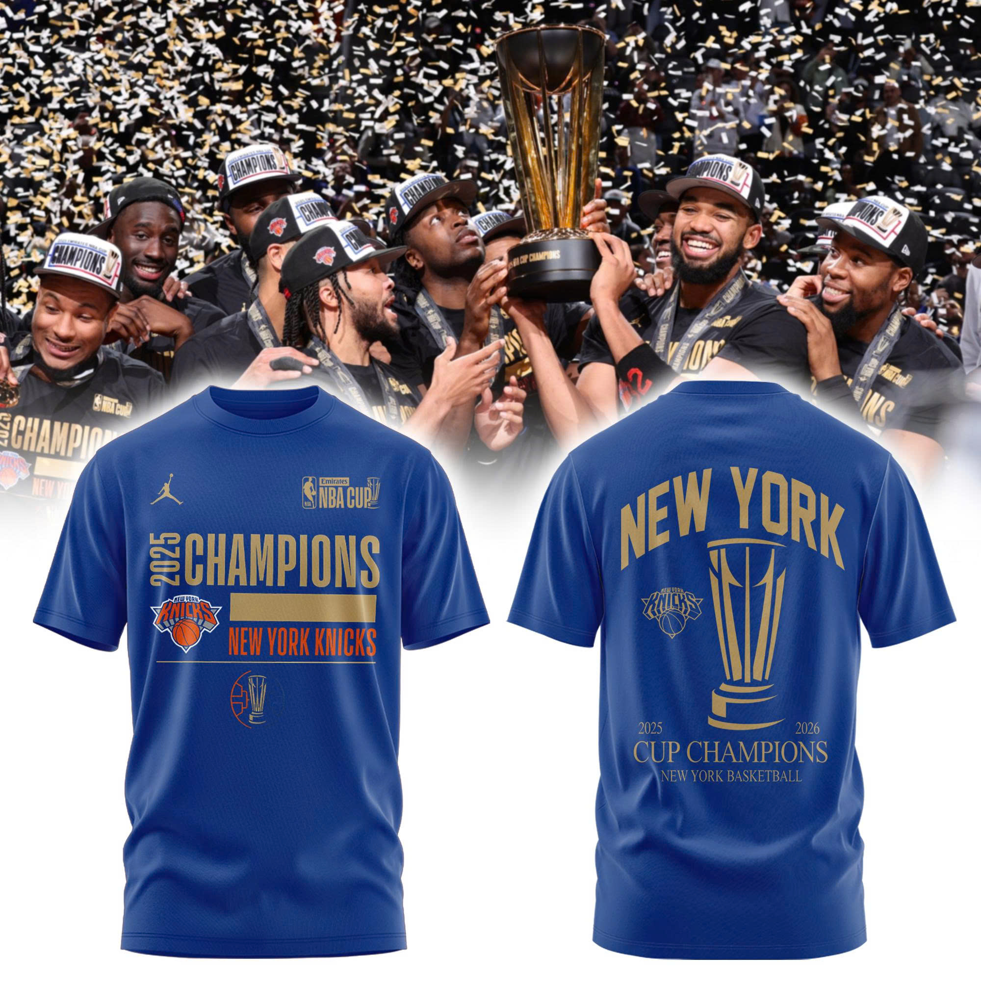 New York Knicks 2025 NBA Cup Champions Locker Room Tshirt