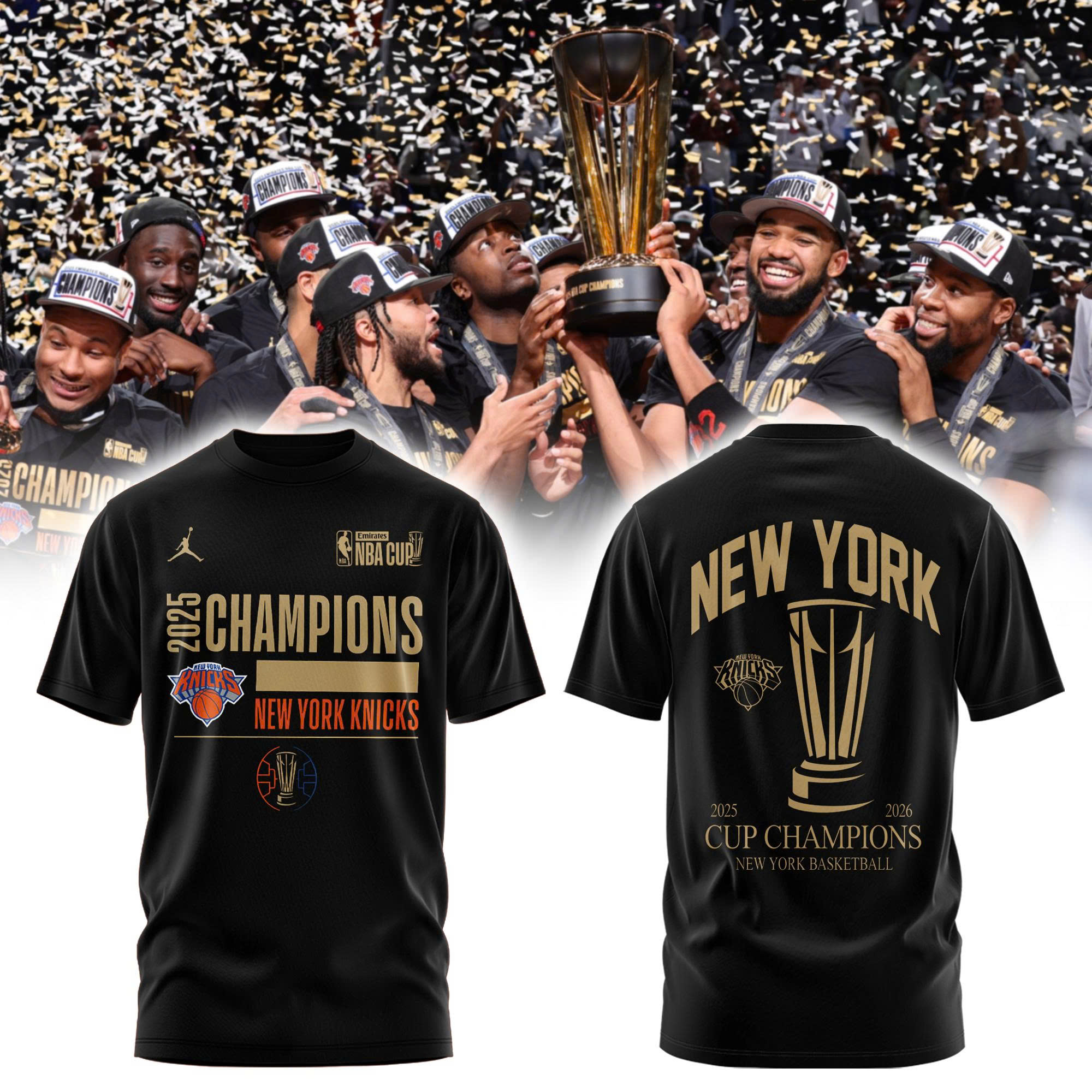 New York Knicks 2025 NBA Cup Champions Locker Room Tshirt