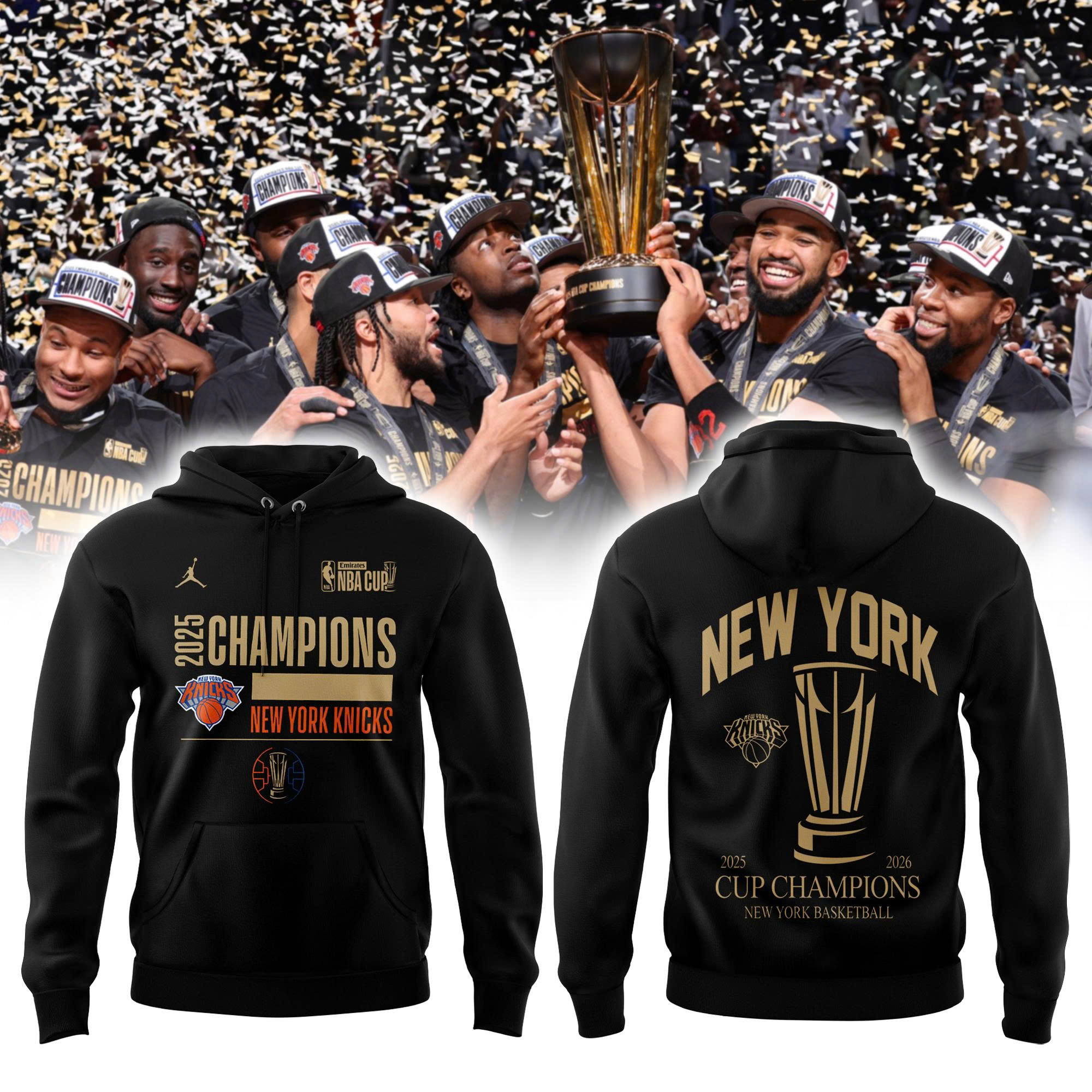 New York Knicks 2025 NBA Cup Champions Locker Room Hoodie
