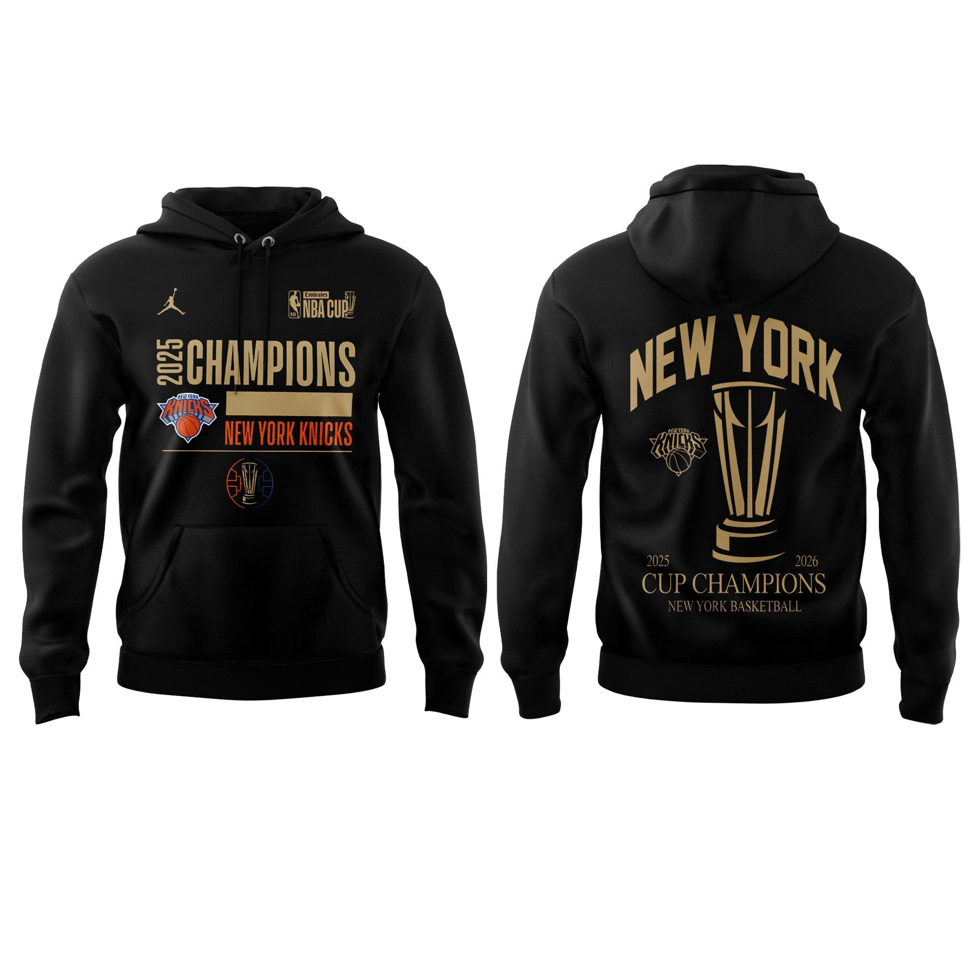 New York Knicks 2025 NBA Cup Champions Locker Room Hoodie - Image 2