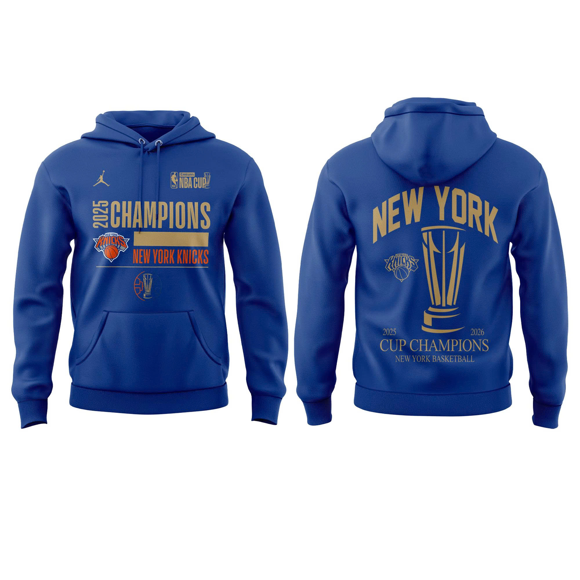 New York Knicks 2025 NBA Cup Champions Locker Room Hoodie - Image 2