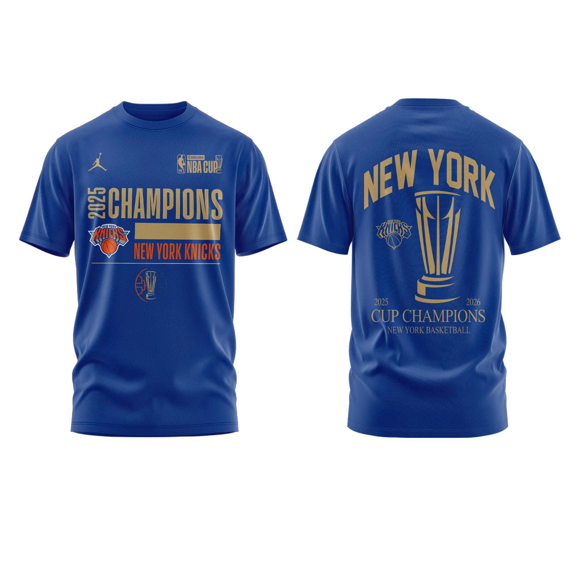 New York Knicks 2025 NBA Cup Champions Locker Room Tshirt - Image 2