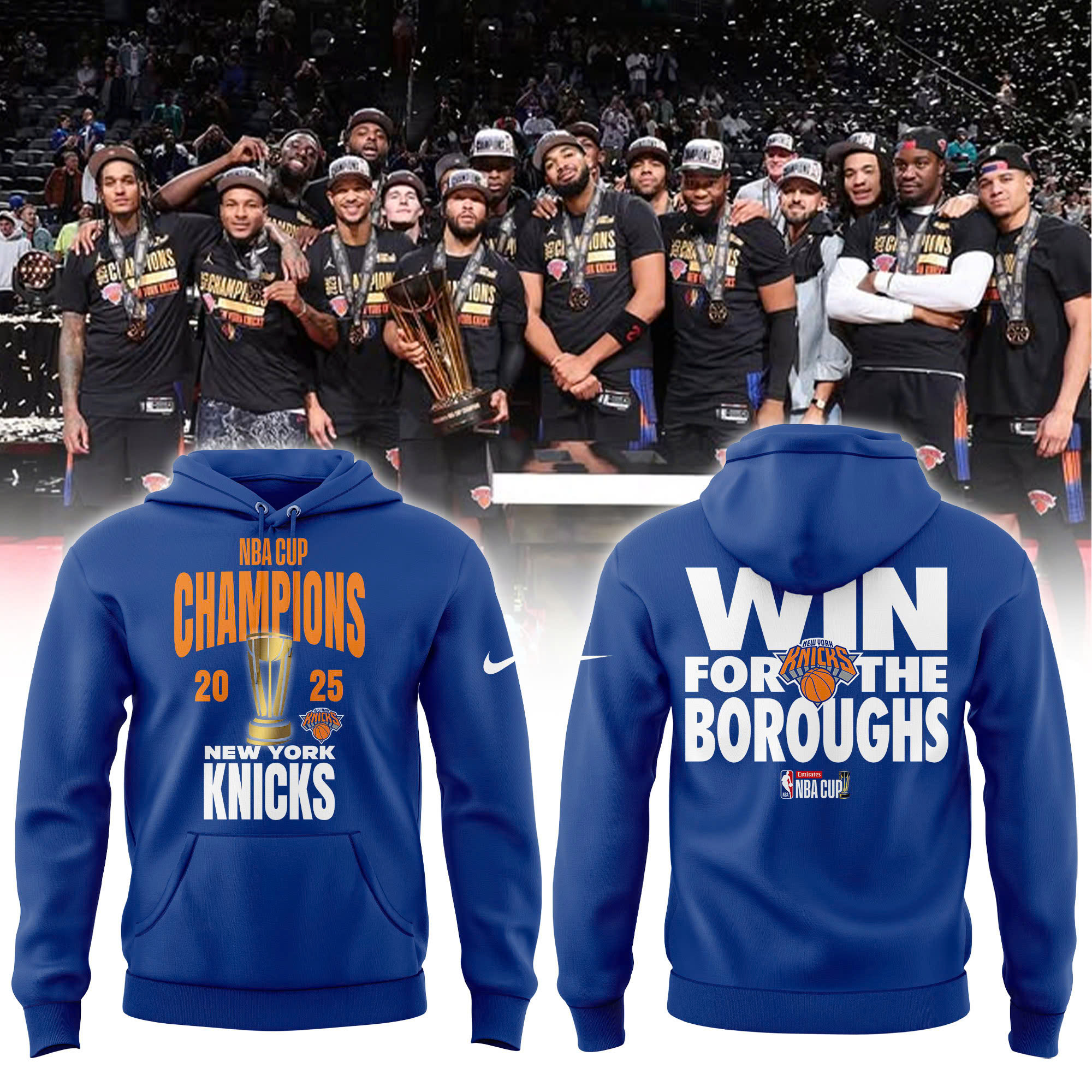 Jordan Brand Black New York Knicks 2025 NBA Cup Champions Limited Edition Hoodie | Jogger | Cap v2