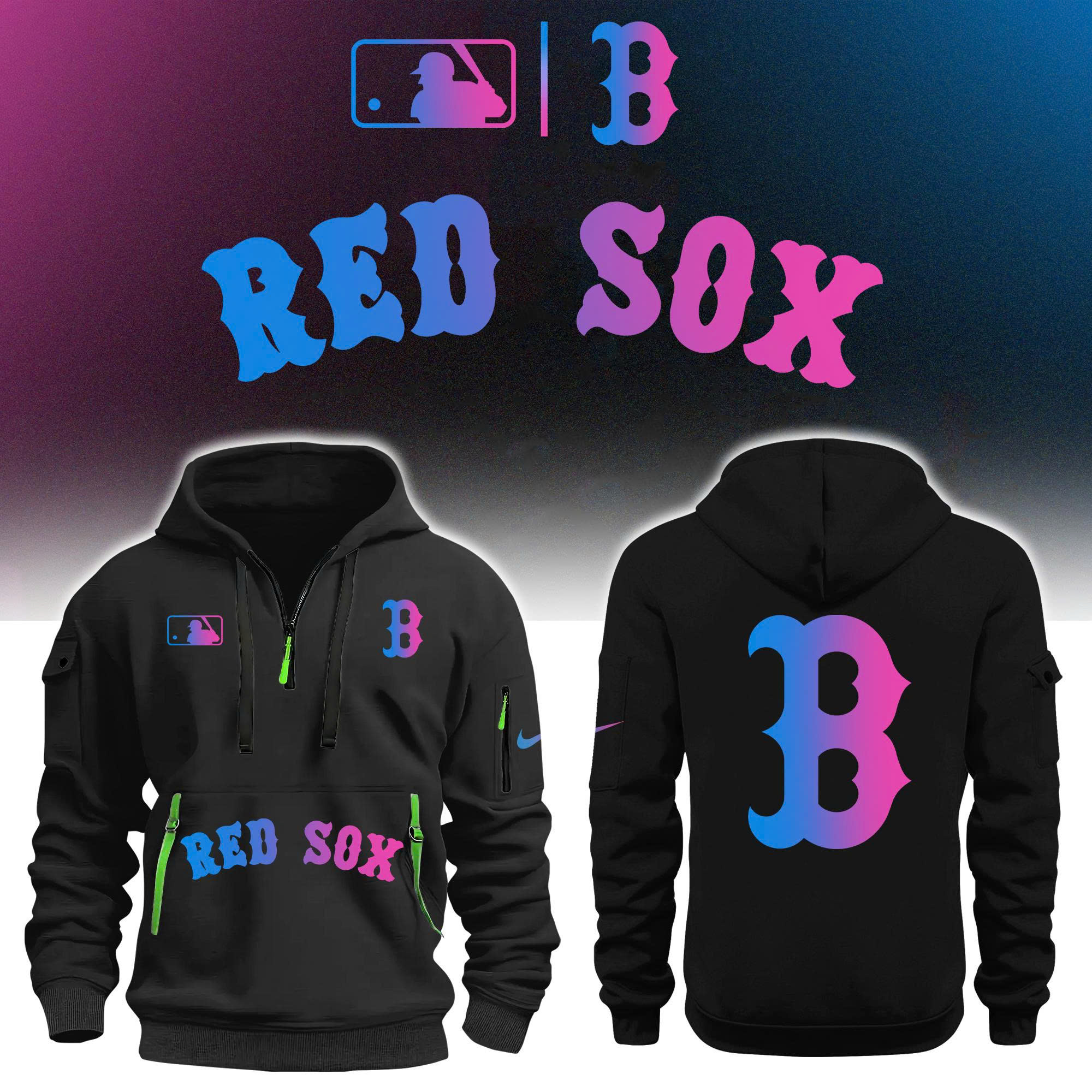 '26 Boston Red Sox Cyberpunk Warm Up Zip Hoodie | Cap | Jogger