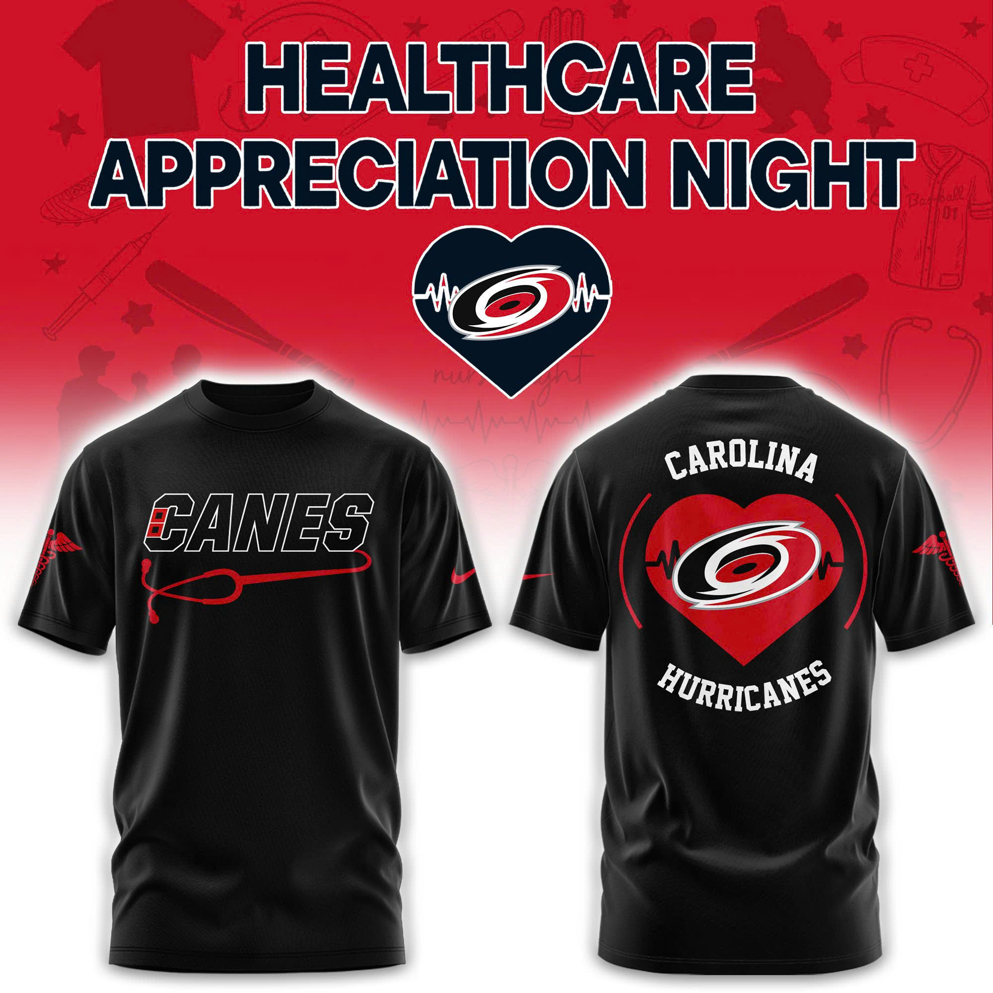 Carolina Hurricanes Healthcare Appreciation Night Limited Edition Tshirt | Jogger | Cap