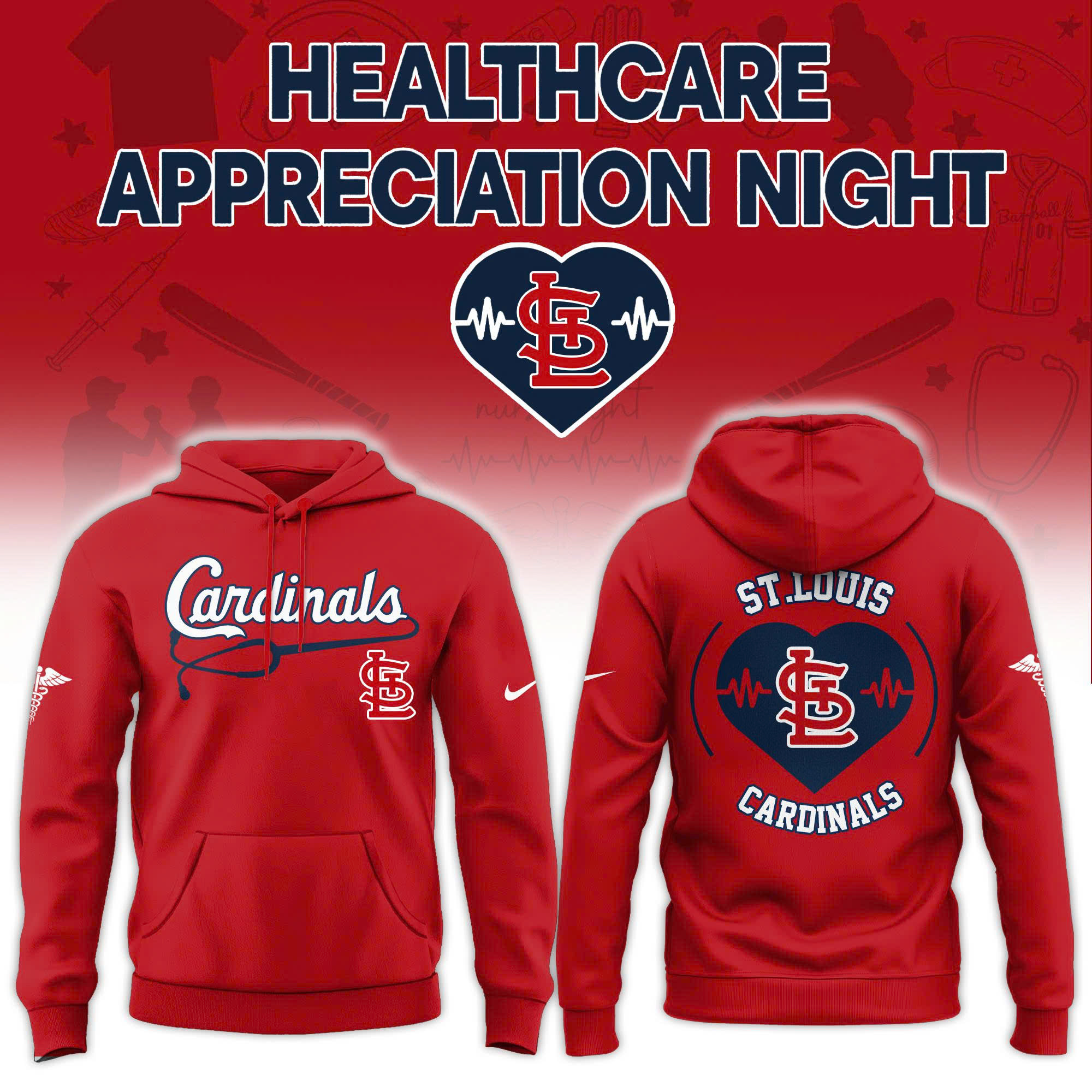 St.Louis Cardinals Healthcare Appreciation Night Limited Edition Hoodie| Jogger | Cap