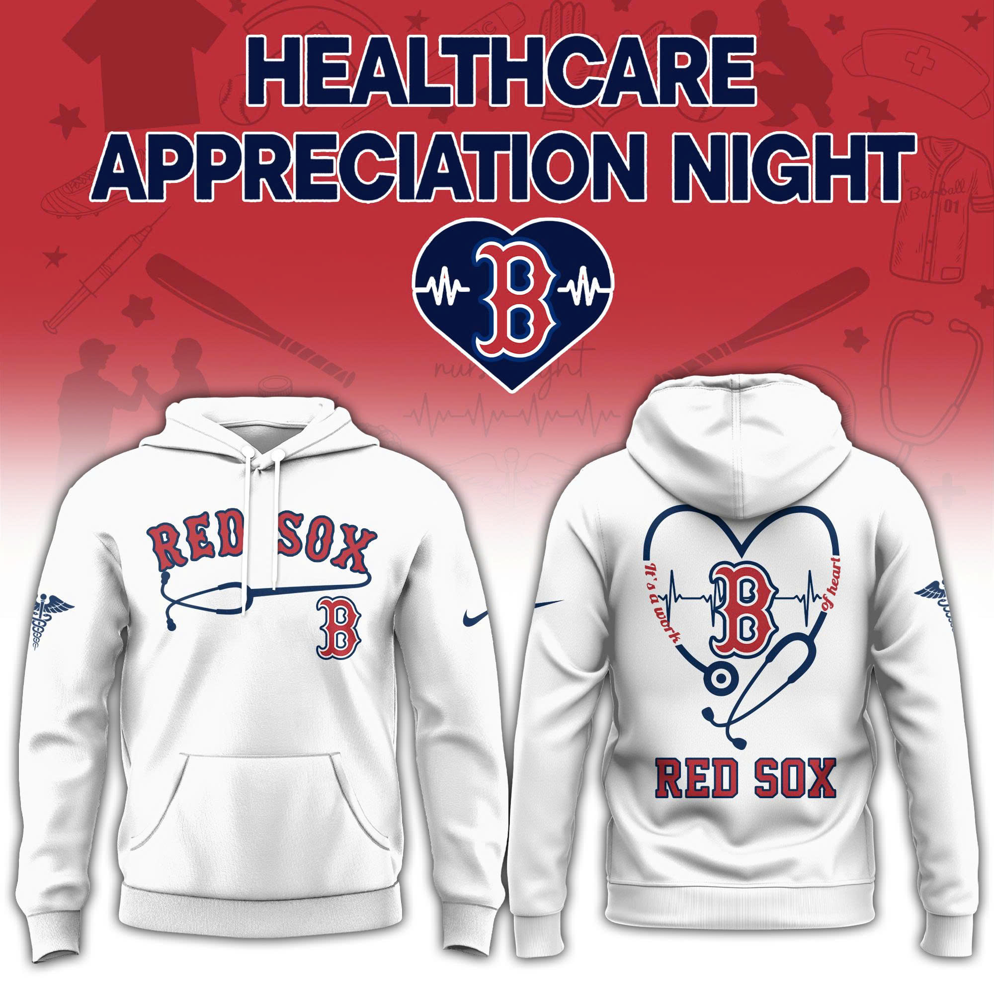 Boston Red Sox Healthcare Appreciation Night Limited Edition Hoodie| Jogger | Cap V2