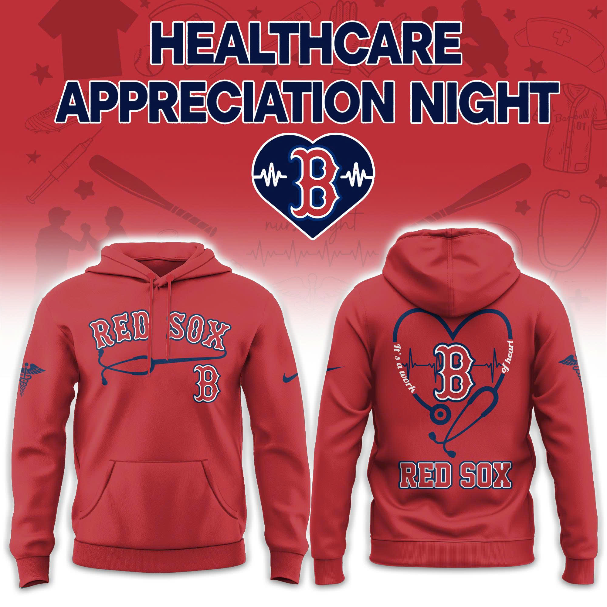 Boston Red Sox Healthcare Appreciation Night Limited Edition Hoodie| Jogger | Cap V2