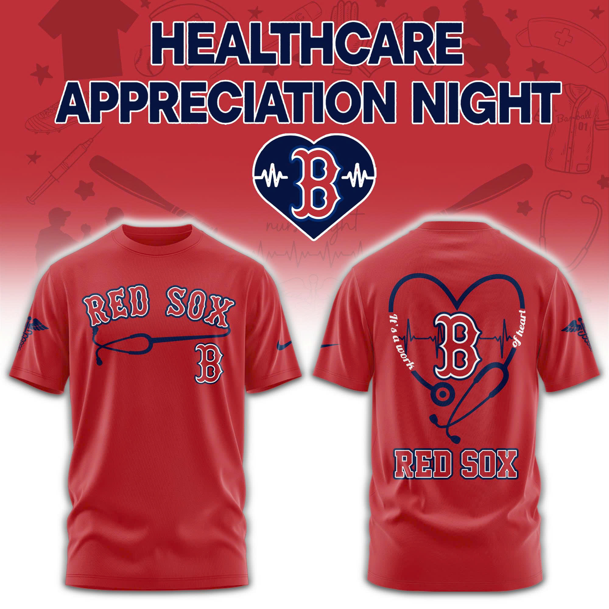 Boston Red Sox Healthcare Appreciation Night Limited Edition Tshirt | Jogger | Cap V2