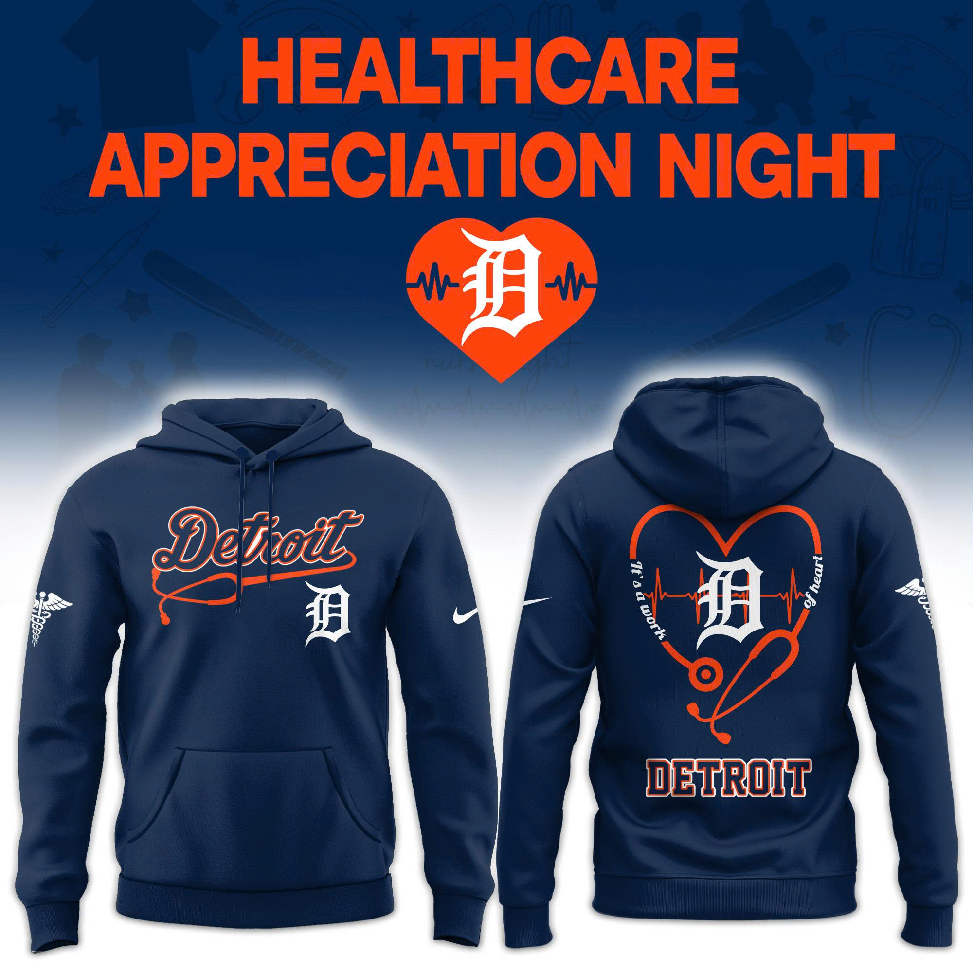 Detroit Tigers Healthcare Appreciation Night Limited Edition Hoodie| Jogger | Cap
