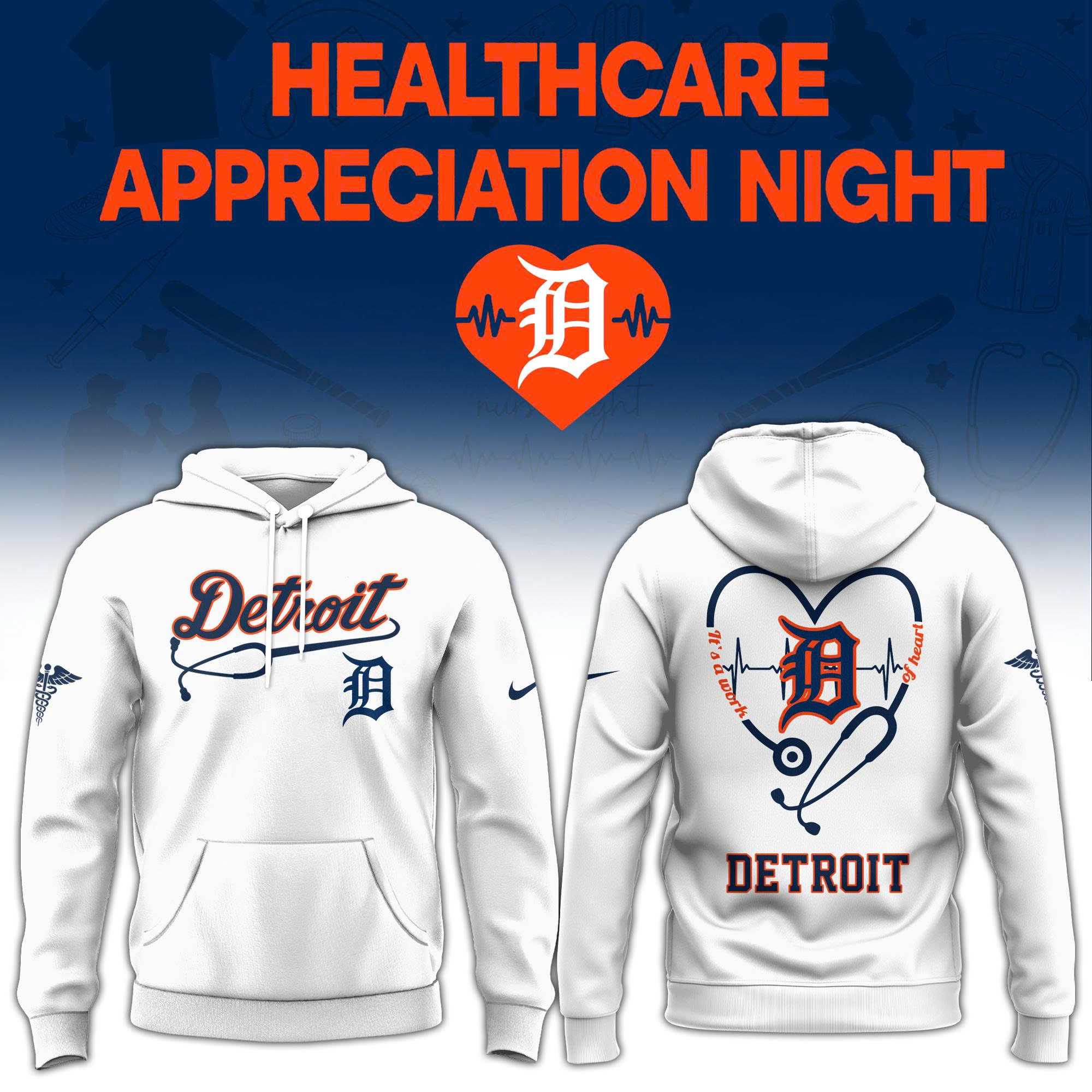 Detroit Tigers Healthcare Appreciation Night Limited Edition Hoodie| Jogger | Cap