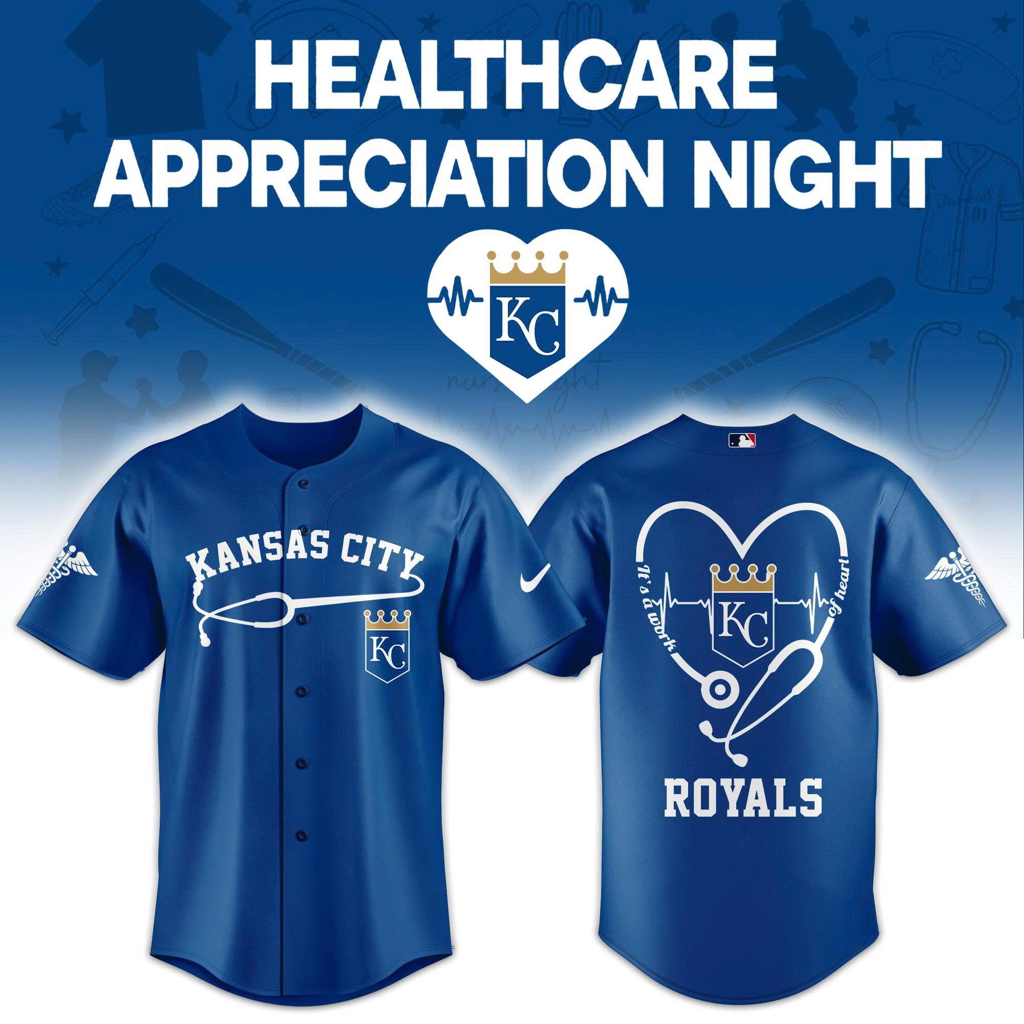 Kansas City Royals Healthcare Appreciation Night Limited Edition Jersey | Jogger | Cap V2