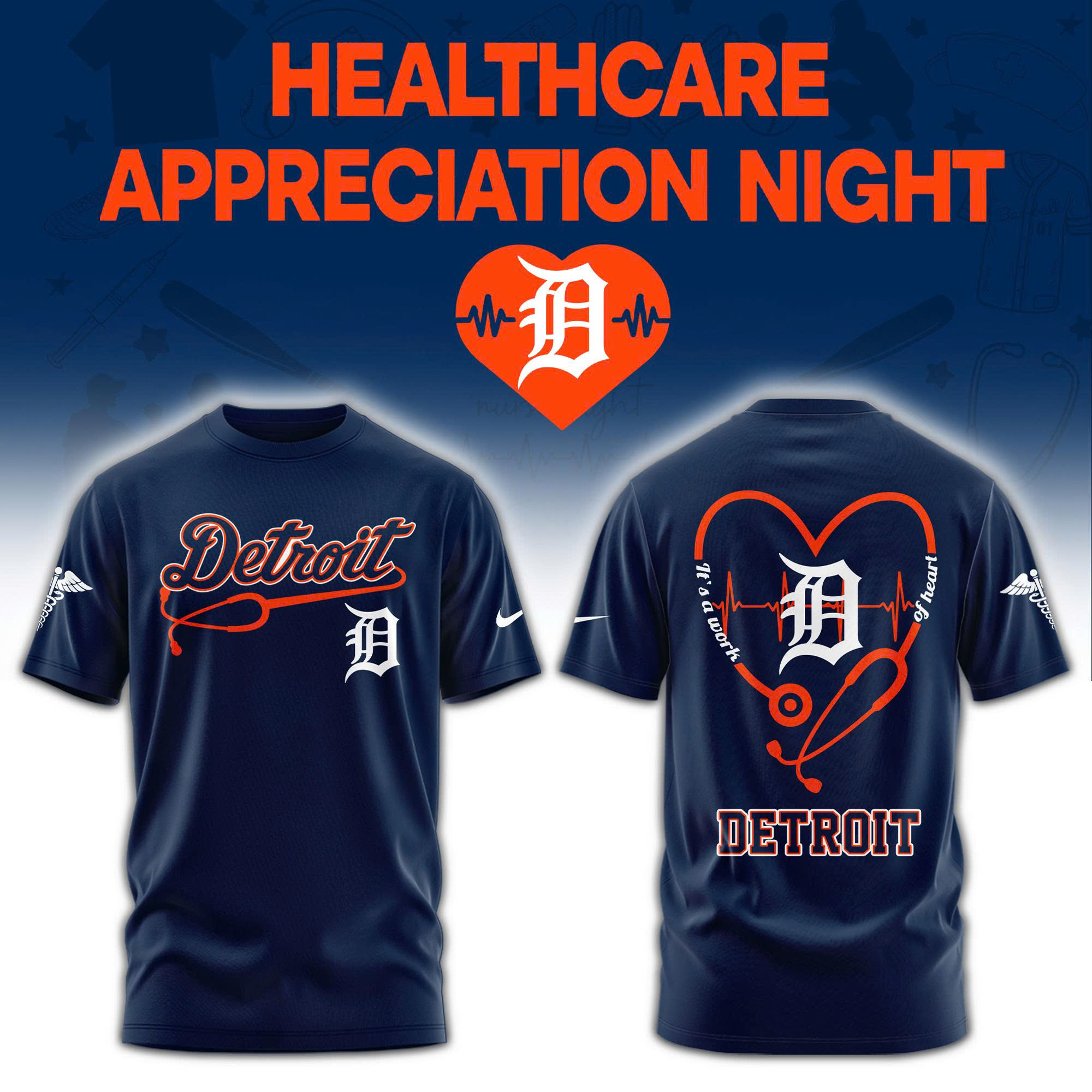 Detroit Tigers Healthcare Appreciation Night Limited Edition Tshirt | Jogger | Cap