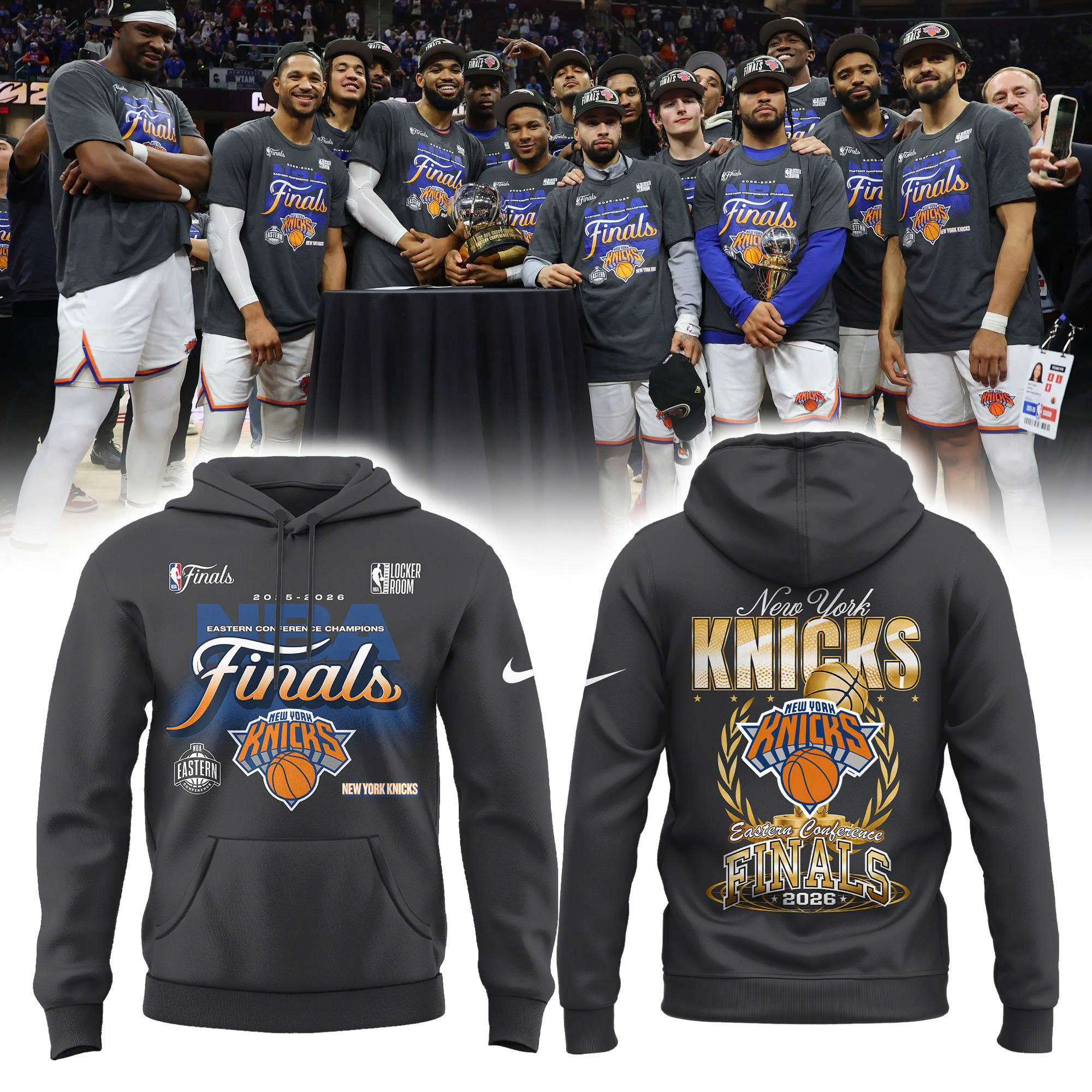 New York Knicks 2026 Eastern Conference Champions Locker Room Limited Edition Hoodie| Cap | Joggers V2