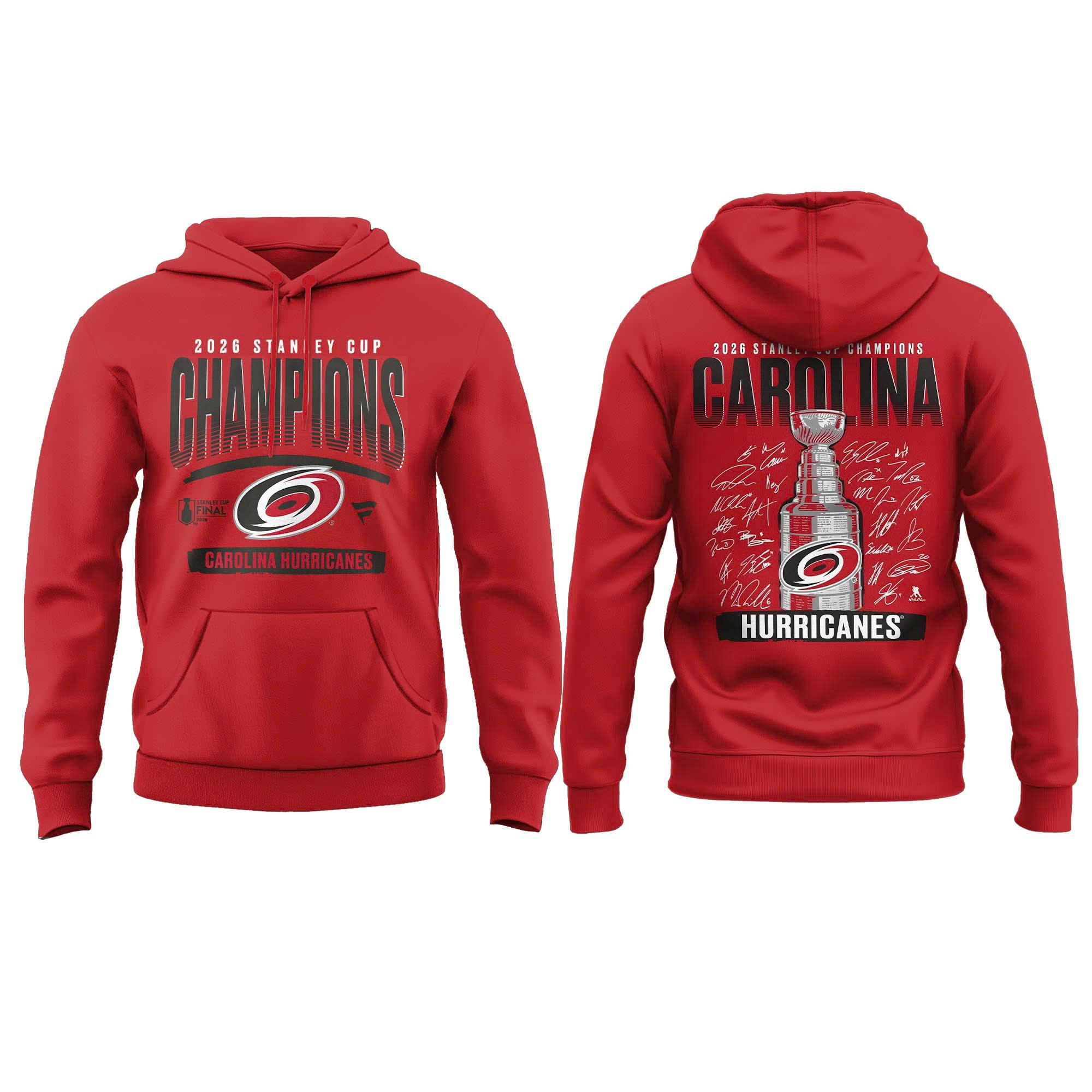 Carolina Hurricanes Fanatics 2026 Stanley Cup Champions Signature Roster Limited Edition Hoodie - Image 2