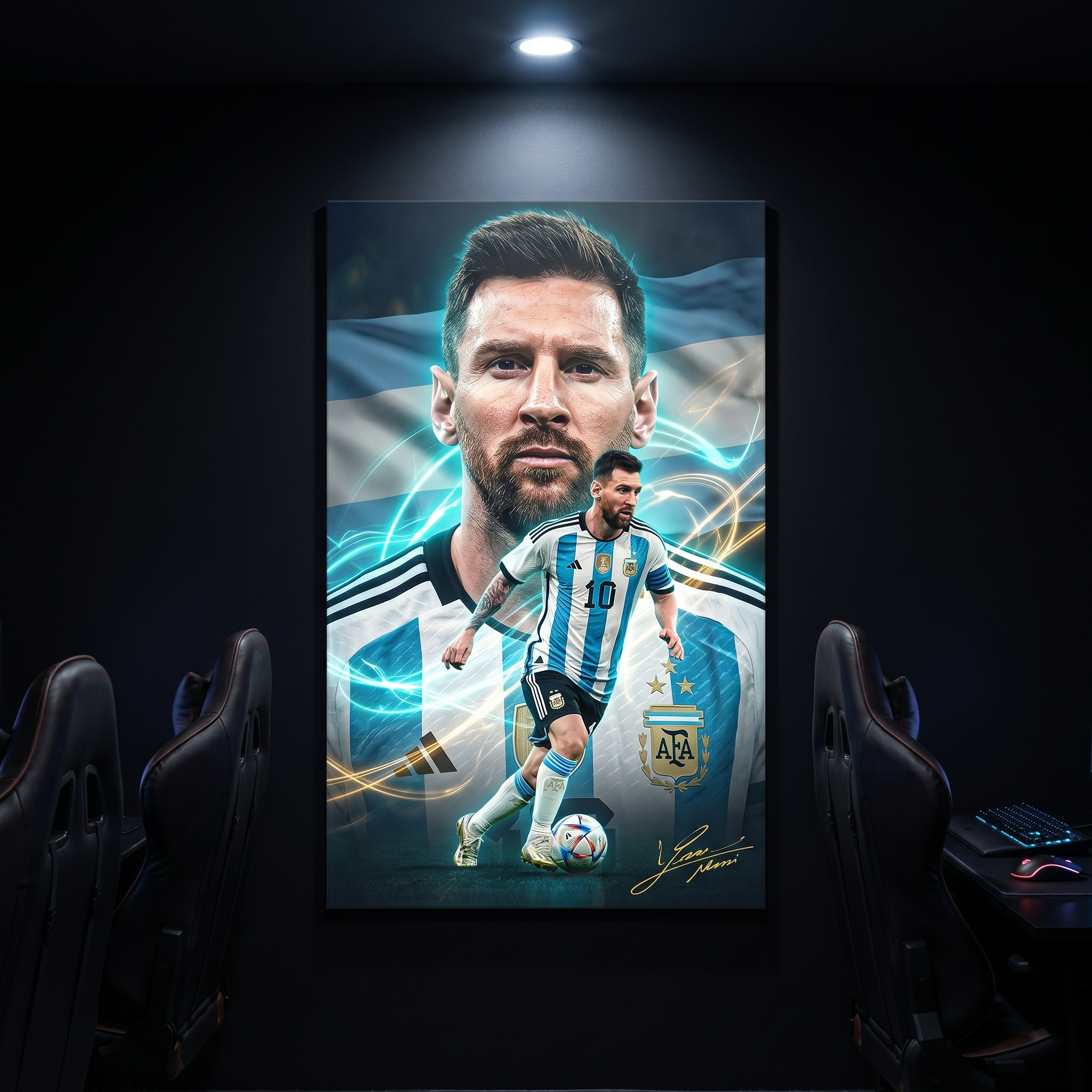 Messi Canvas Wall Art Soccer Legends Poster Football Stadium Sport Decor Print D10