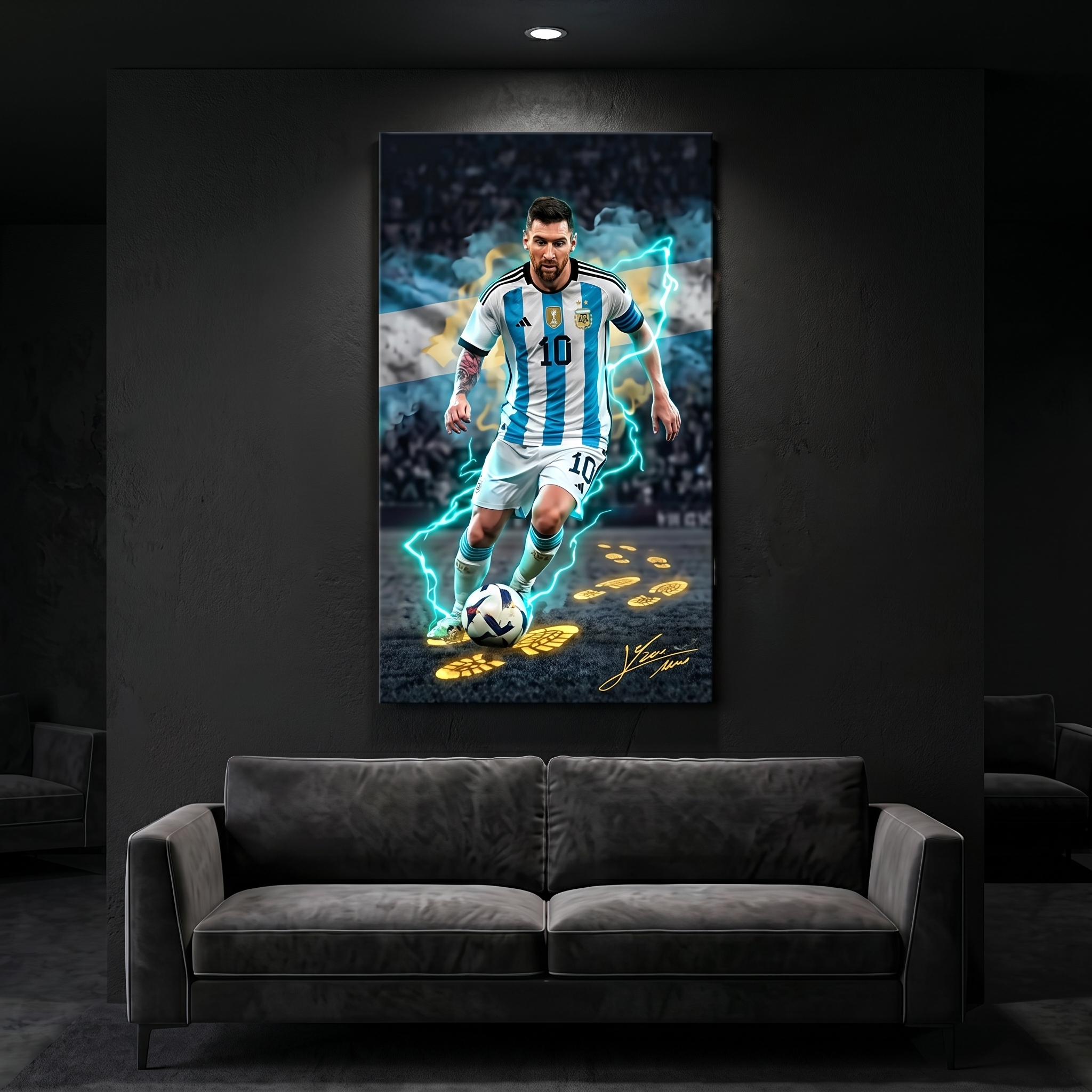 Messi Canvas Wall Art Soccer Legends Poster Football Stadium Sport Decor Print D5
