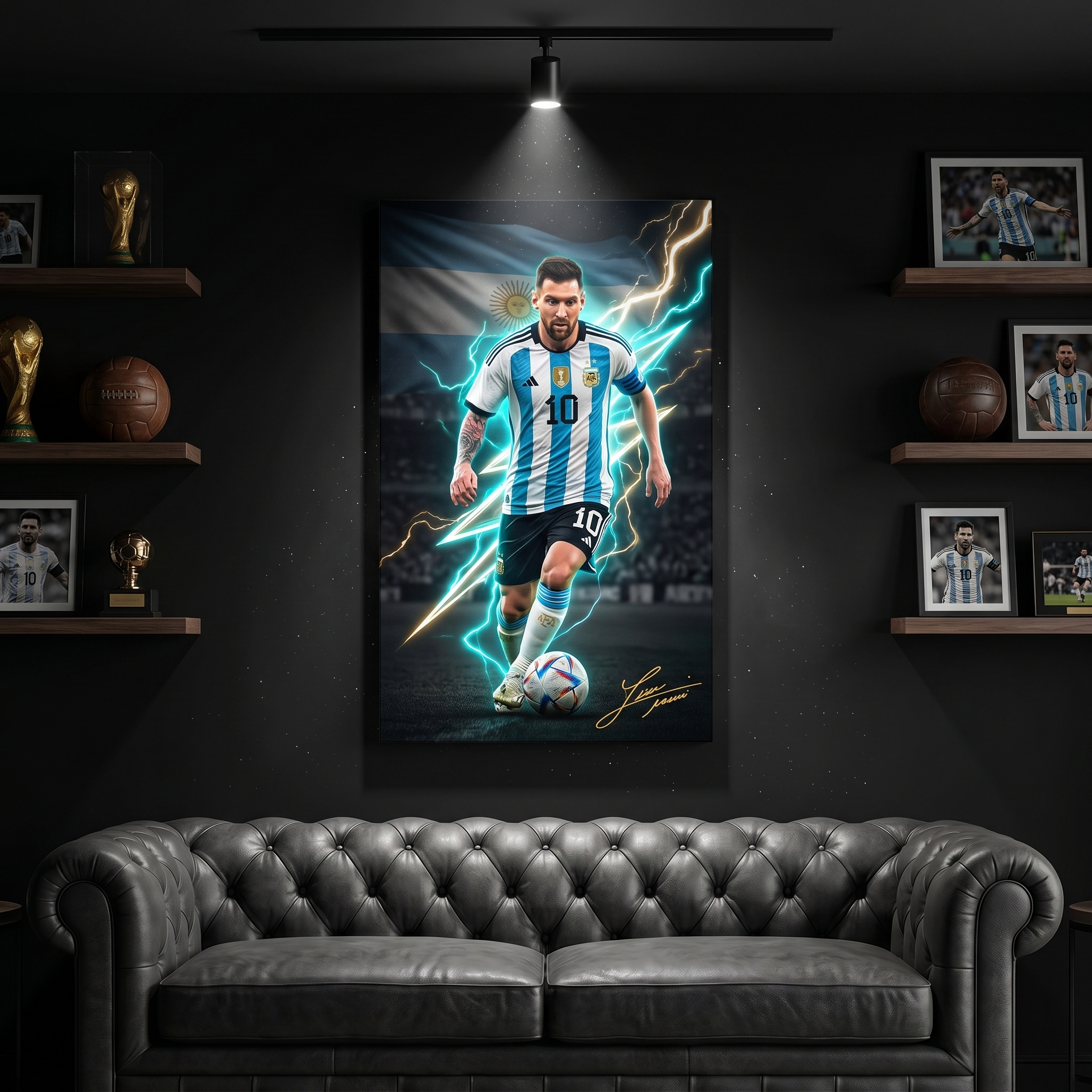 Messi Canvas Wall Art Soccer Legends Poster Football Stadium Sport Decor Print D7