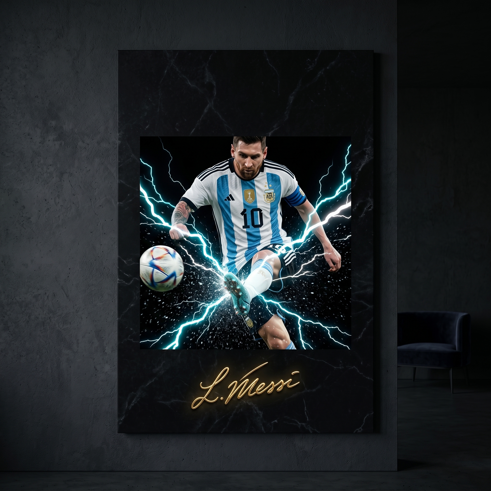 Messi Canvas Wall Art Soccer Legends Poster Football Stadium Sport Decor Print D9
