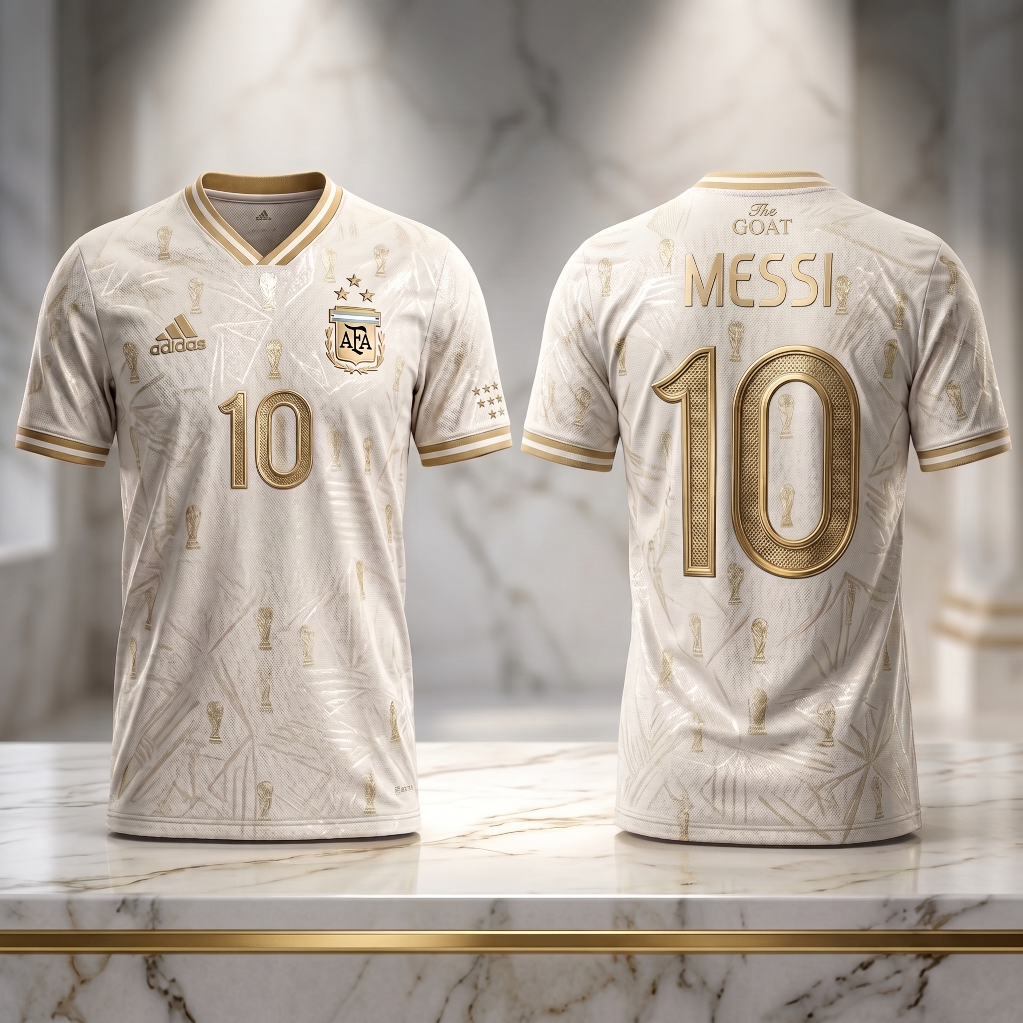 “The GOAT Legacy Edition: Premium Lionel Messi Gold-Jacquard Jersey – Limited Collector’s Item” - Image 2