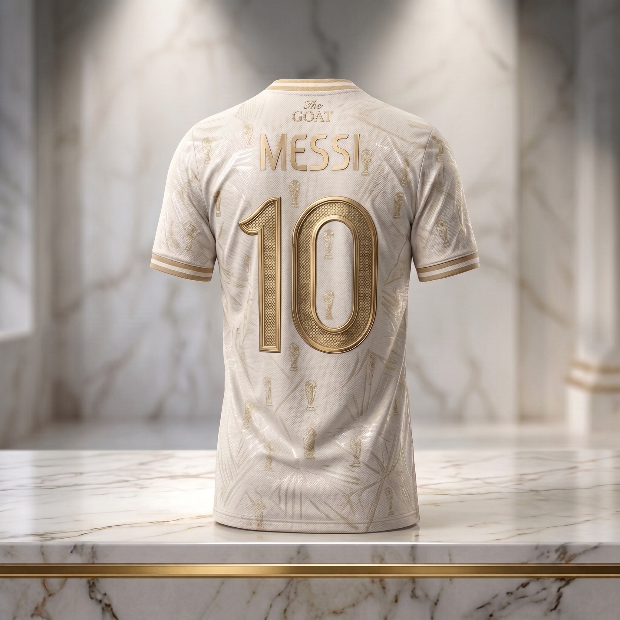 “The GOAT Legacy Edition: Premium Lionel Messi Gold-Jacquard Jersey – Limited Collector’s Item” - Image 4