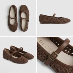 Gucci Woven Leather Mary Jane Flats
