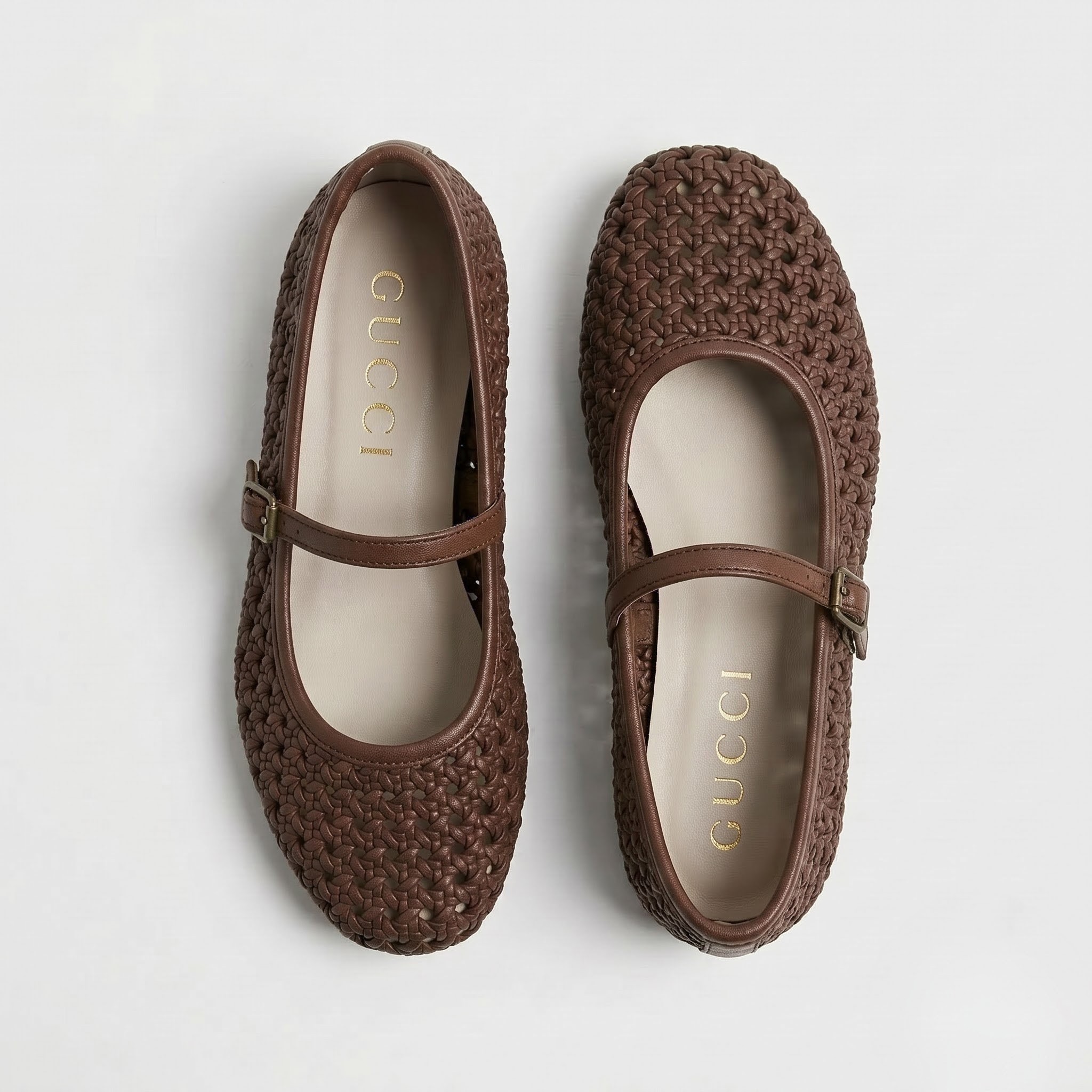 Gucci Woven Leather Mary Jane Flats - Image 4