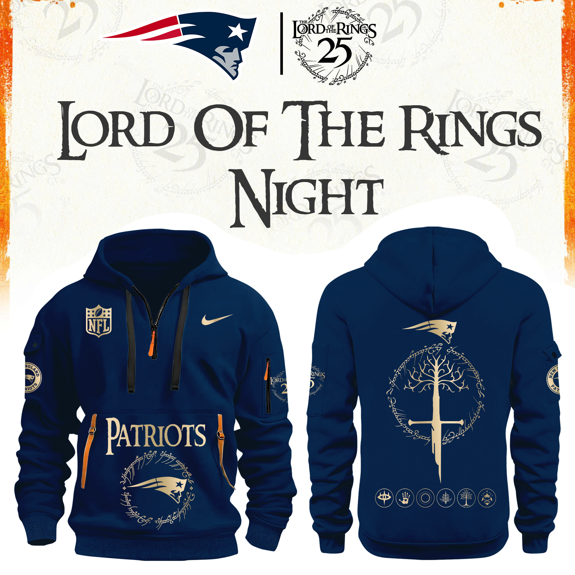 New England Football The Lord of The Rings Limited Edition Hoodie H115 v2