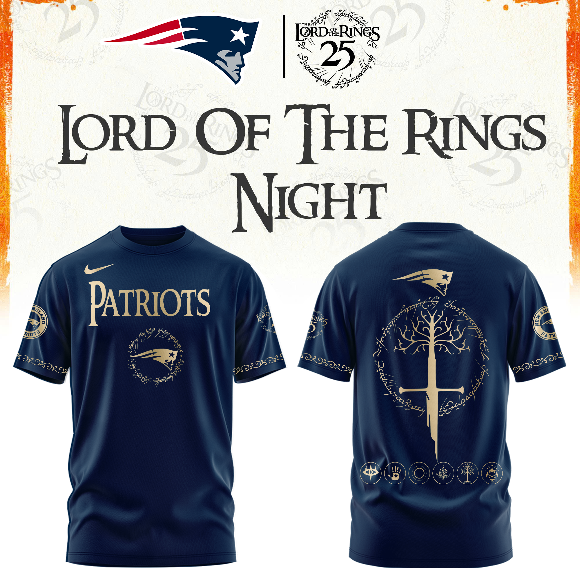 New England Football The Lord of The Rings Limited Edition Tshirt v2