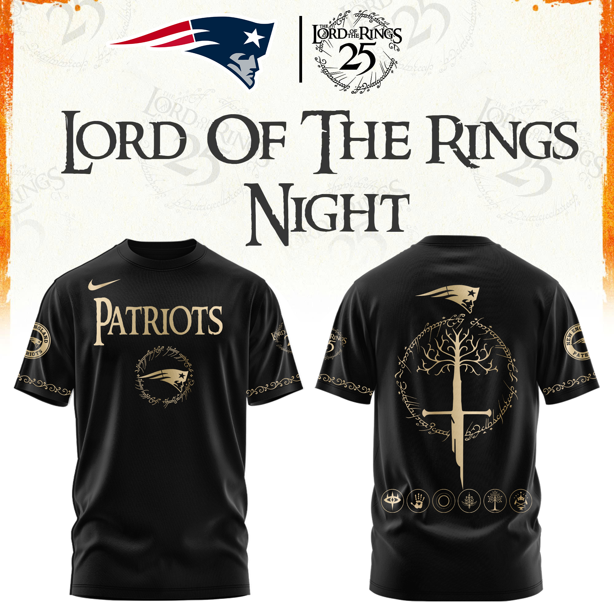 New England Football The Lord of The Rings Limited Edition Tshirt